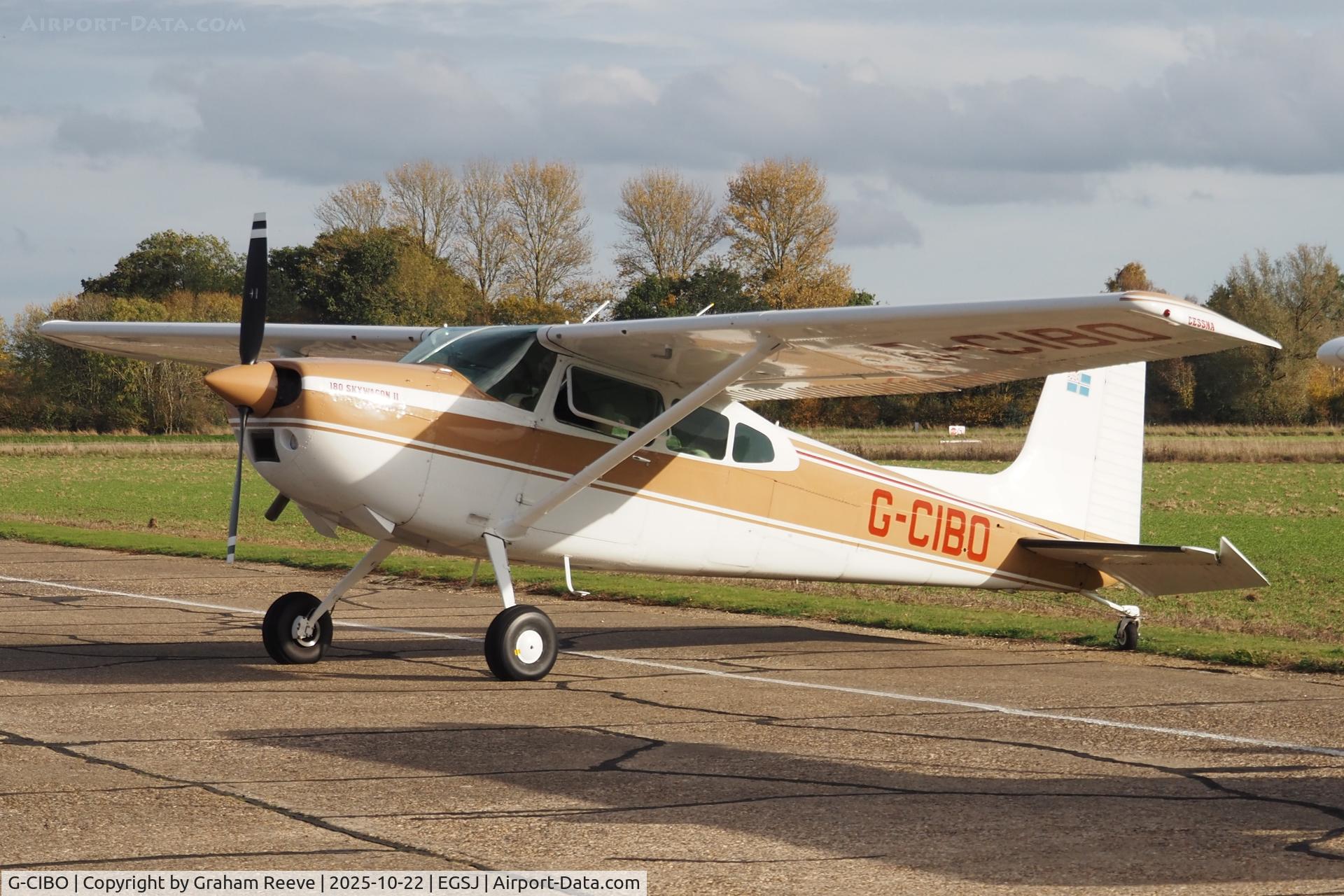 G-CIBO, 1981 Cessna 180K Skywagon C/N 18053177, Parked at Seething. G-CIBO, 1981 Cessna 180K Skywagon C/N 18053177, Parked at Seething.