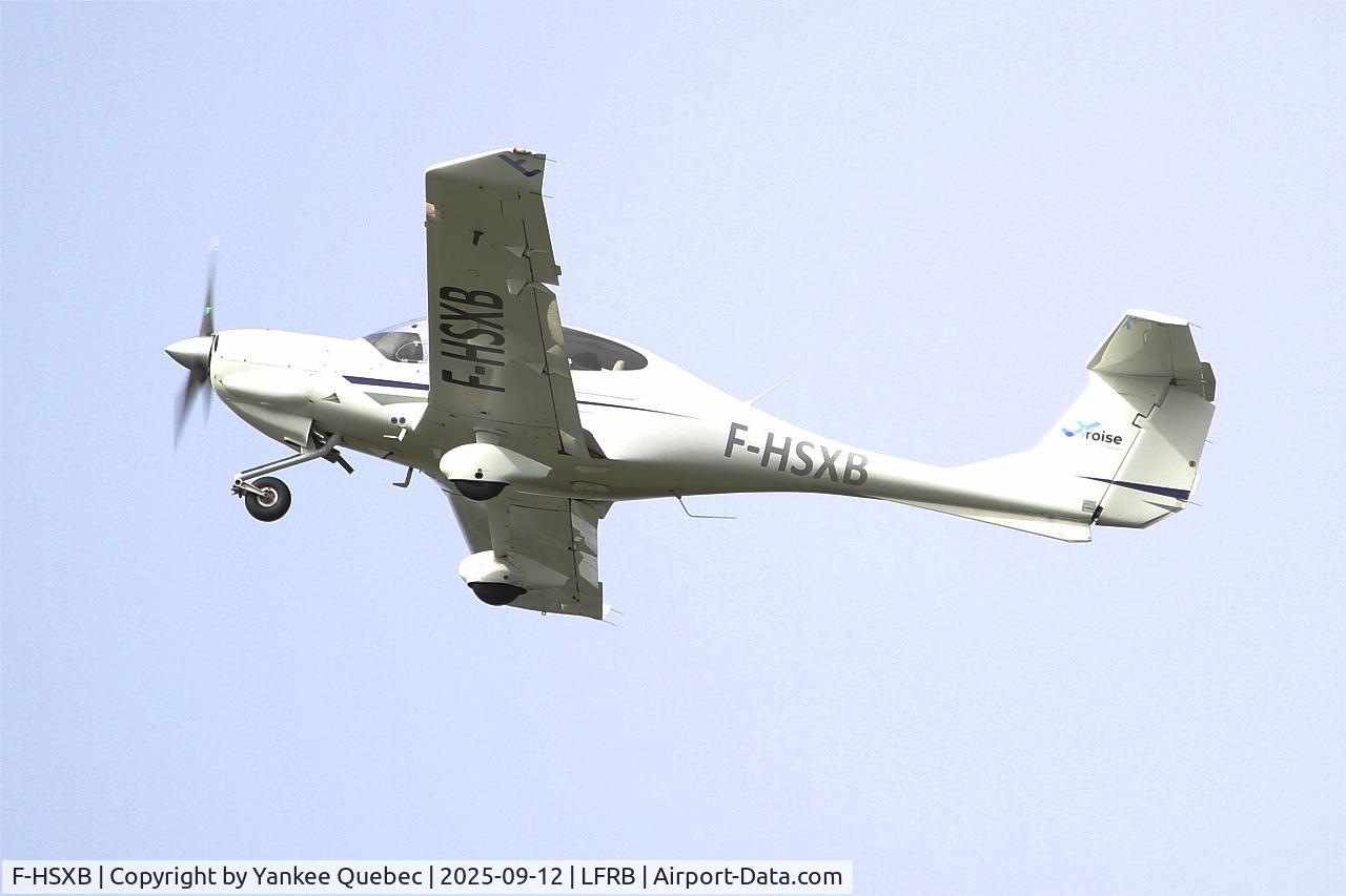 F-HSXB, 2003 Diamond DA-40D Diamond Star C/N D4.079, Take off run rwy 25L, Brest Bretagne airport (LFRB-BES) F-HSXB, 2003 Diamond DA-40D Diamond Star C/N D4.079, Take off run rwy 25L, Brest Bretagne airport (LFRB-BES)