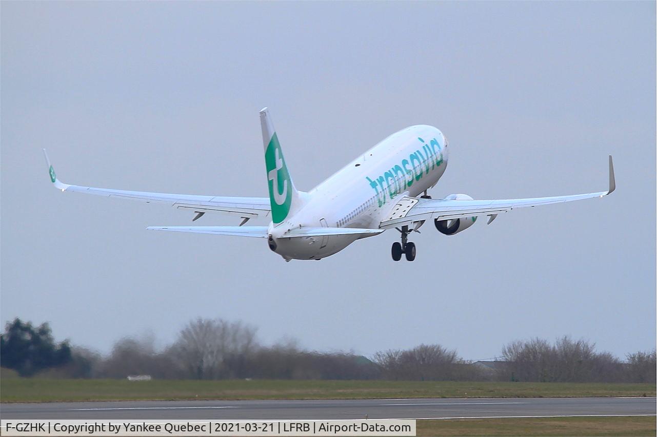 F-GZHK, 2014 Boeing 737-8K2 C/N 37790, Take off rwy 07R, Brest Bretagne airport (LFRB-BES) F-GZHK, 2014 Boeing 737-8K2 C/N 37790, Take off rwy 07R, Brest Bretagne airport (LFRB-BES)