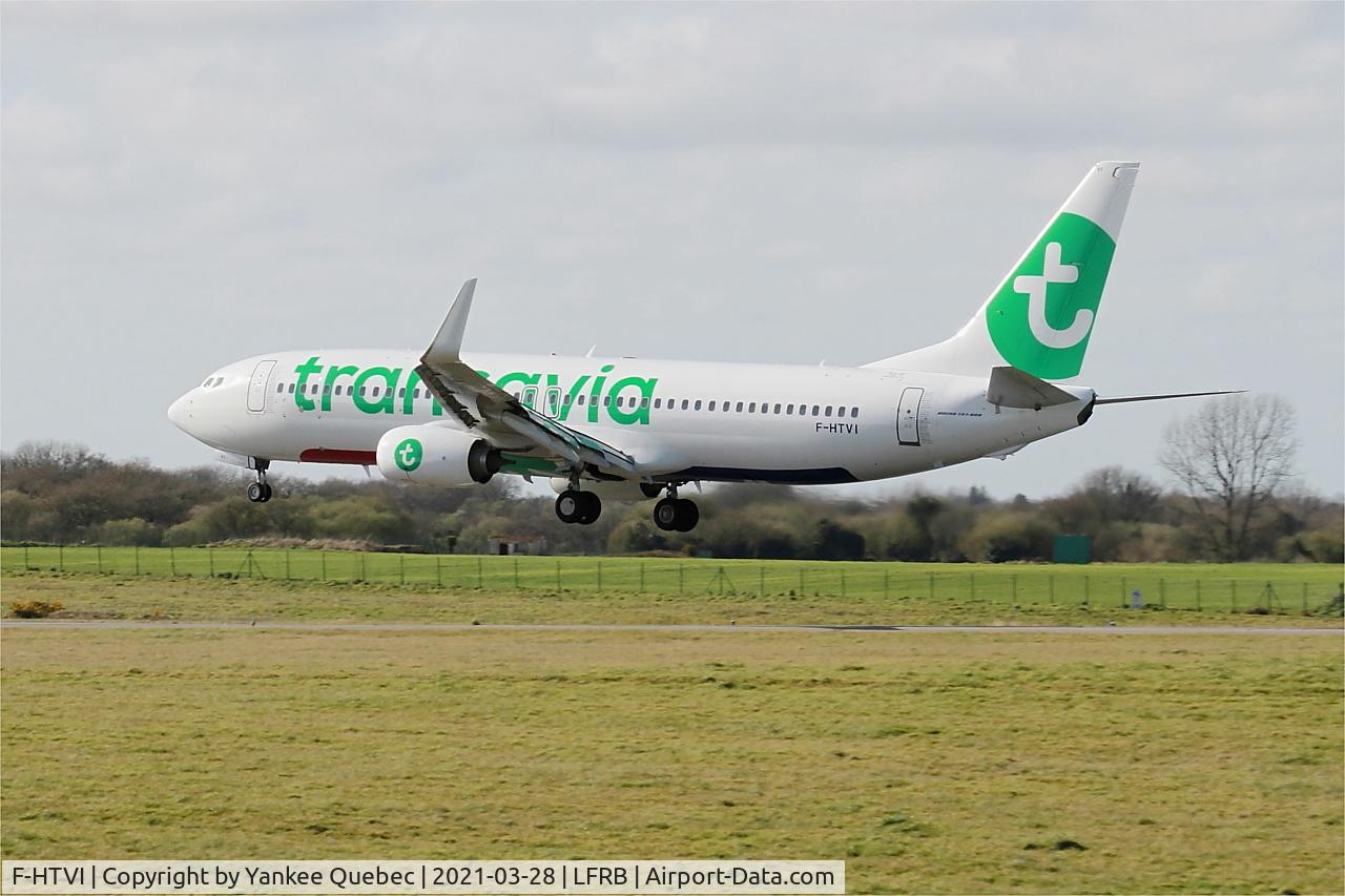 F-HTVI, 2018 Boeing 737-8K2 C/N 62164, Landing rwy 25L, Brest Bretagne airport (LFRB-BES)