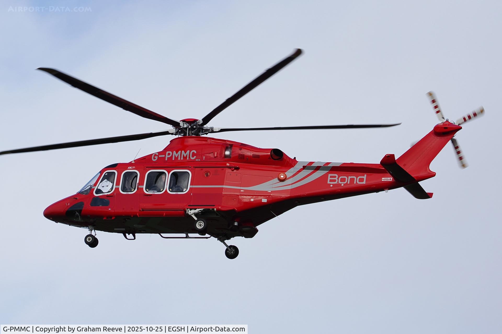 G-PMMC, 2025 Leonardo SPA AW 139 C/N 32109, New helicopter for Bond, landing at Norwich. G-PMMC, 2025 Leonardo SPA AW 139 C/N 32109, New helicopter for Bond, landing at Norwich.