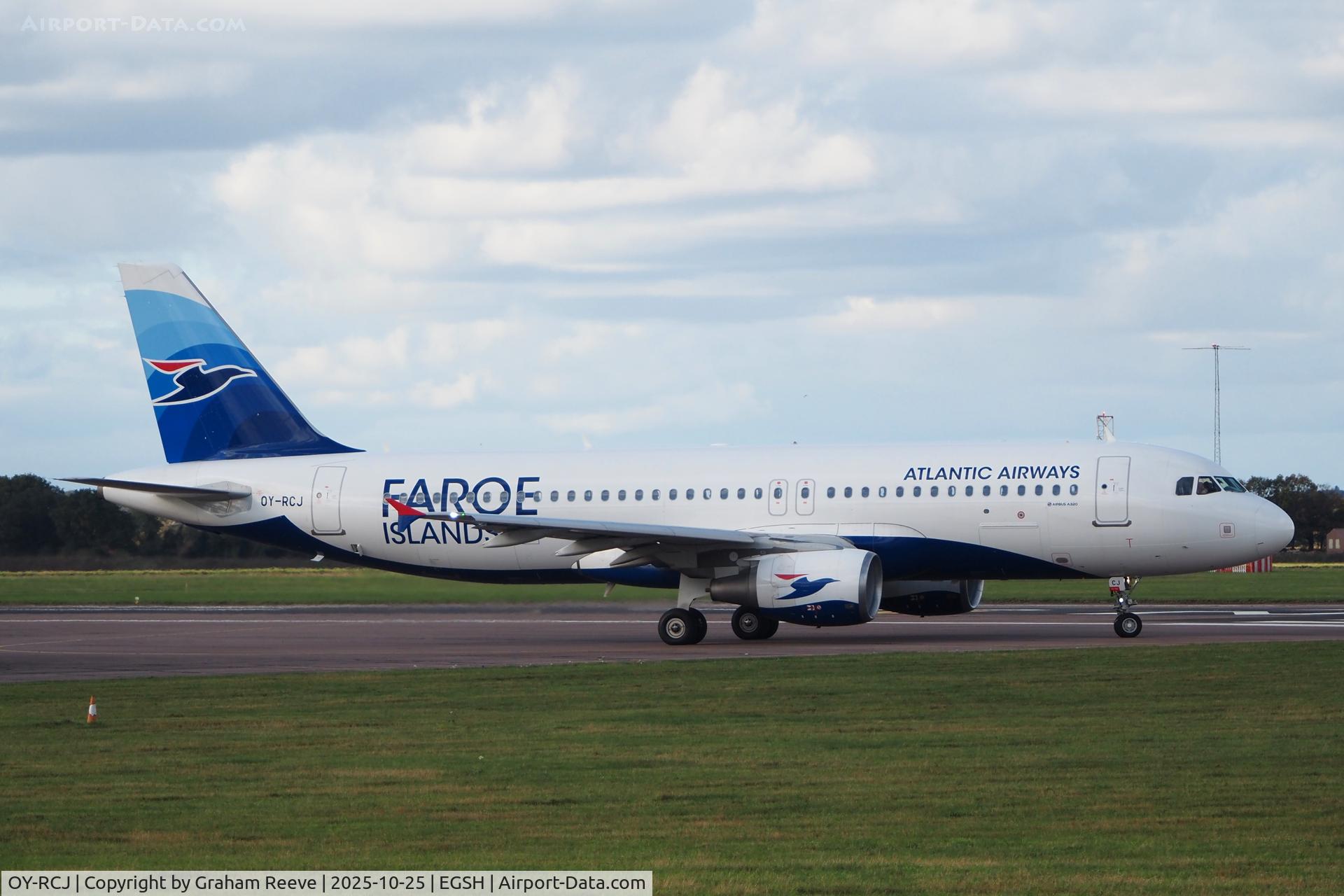 OY-RCJ, 2016 Airbus A320-214 C/N 7465, Departing from Norwich.