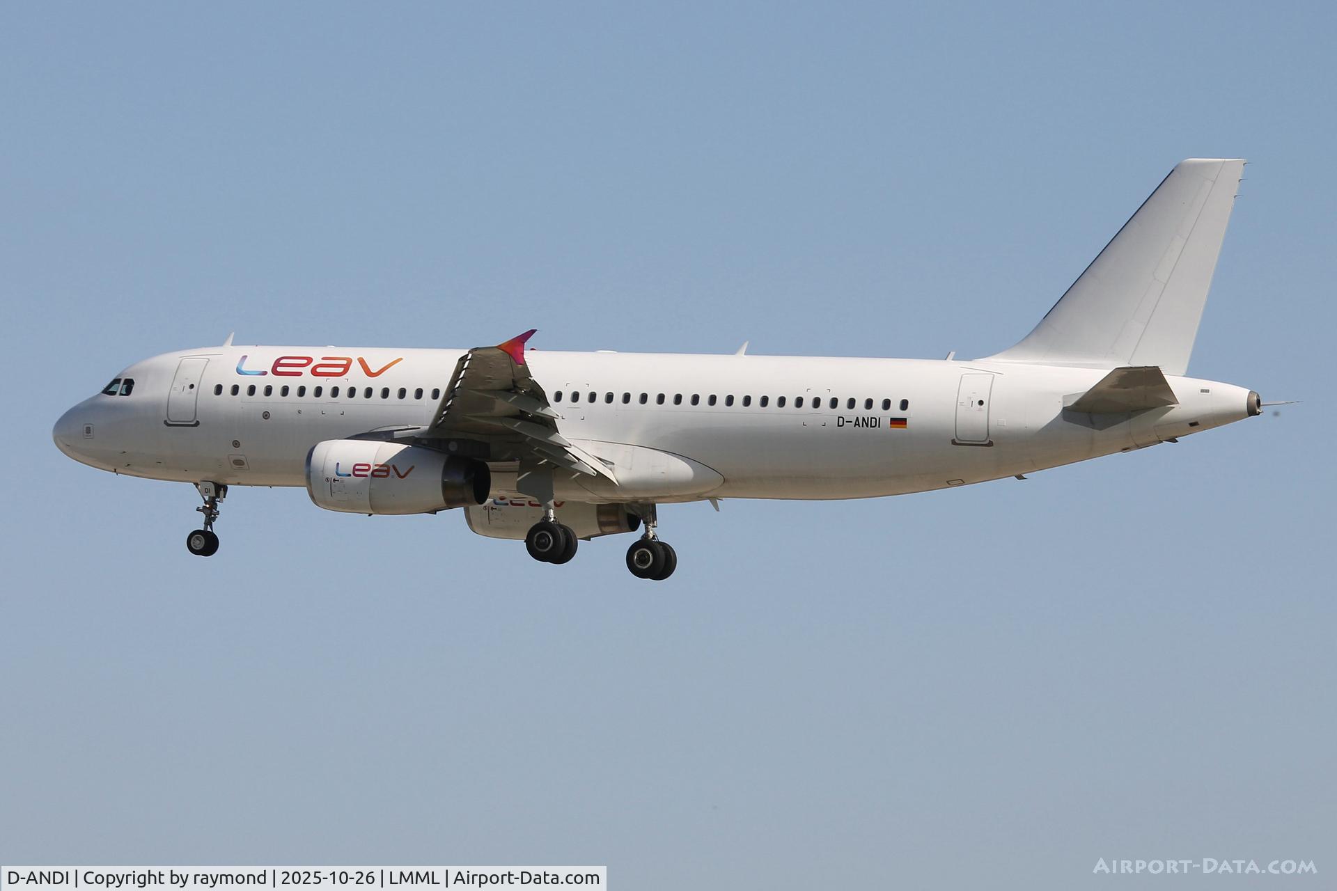 D-ANDI, 2000 Airbus A320-232 C/N 1305, LEAV Airbus A320-232 reg D-ANDI on final approach for RW31 landing in Malta.