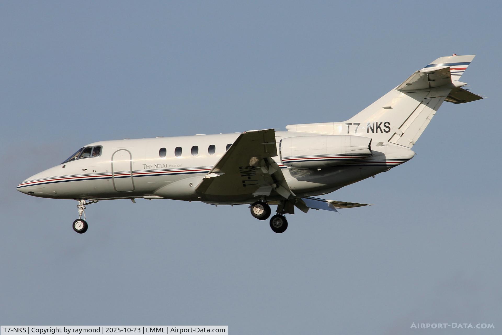 T7-NKS, Hawker 800XP C/N 258446, Hawker 800XP reg T7-NKS of Avcon Jet AG landing in Malta for a night stop.