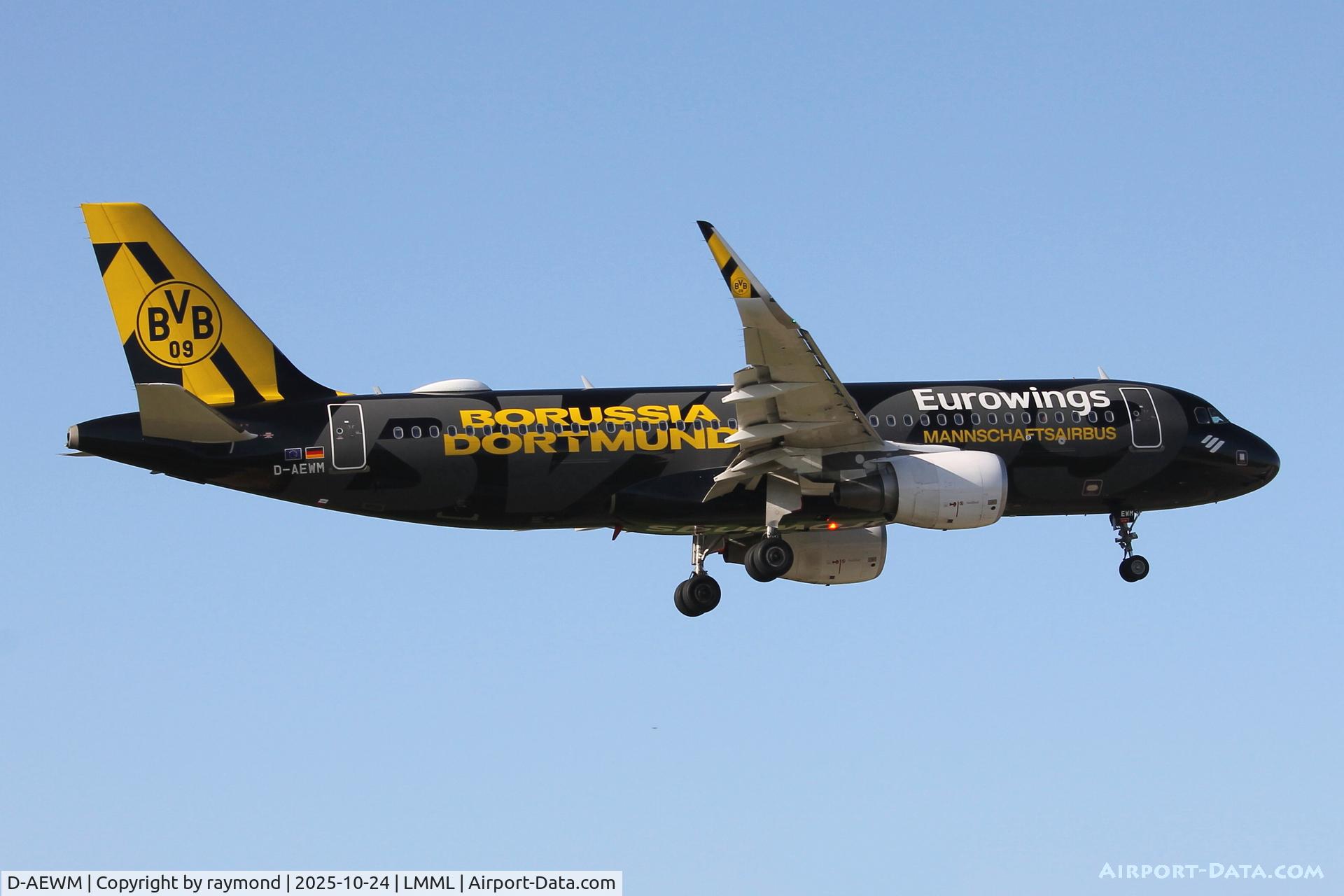 D-AEWM, 2016 Airbus A320-214 C/N 7259, Airbus A320-214 reg D-AEWM of Eurowings on Borussia Dortmund special livery landing in Malta RW31.