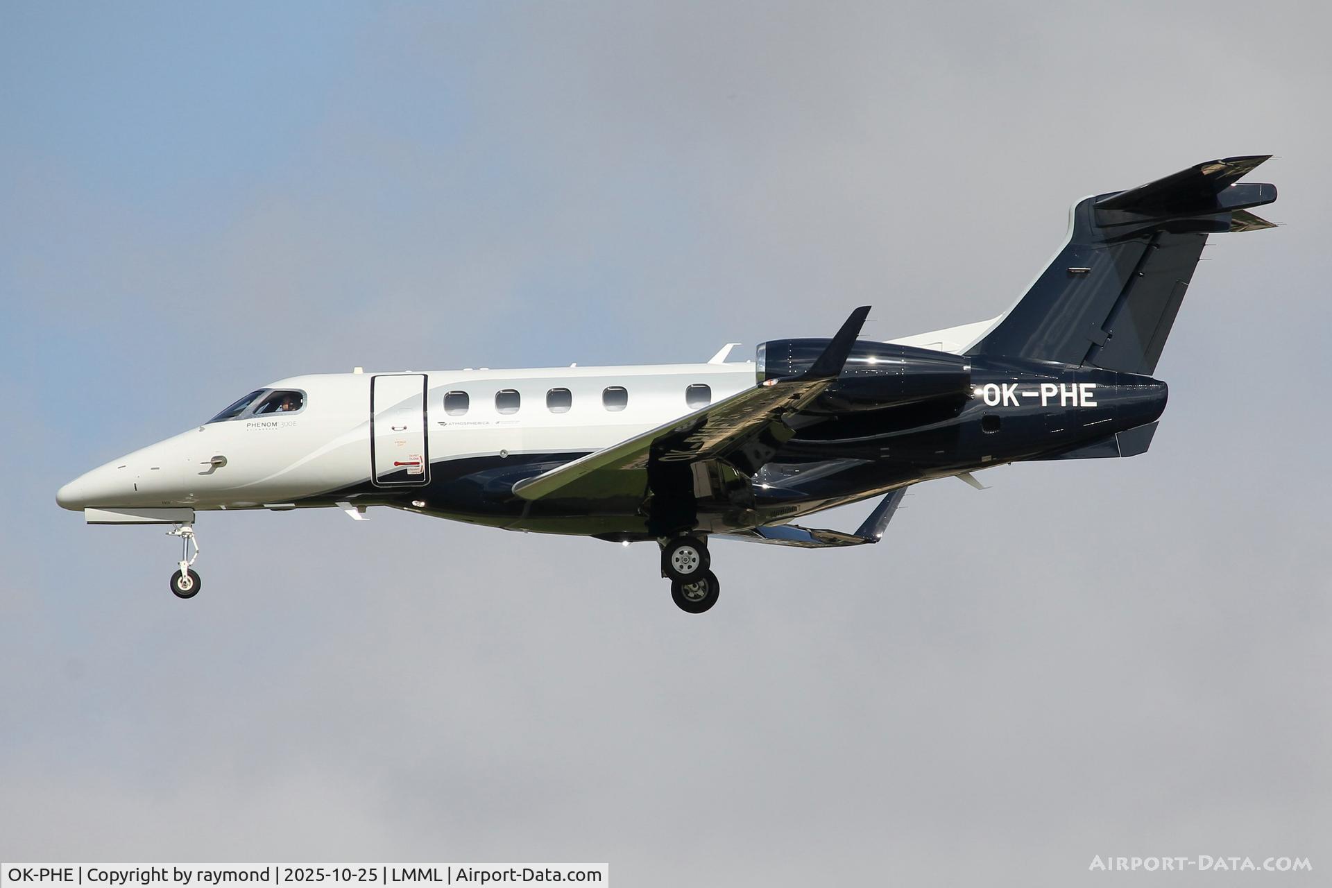 OK-PHE, 2011 Embraer EMB-505 Phenom 300 C/N 50500062, Embraer EMB-505 Phenom 300 reg OK-PHE of Atmospherica Aviation landing in Malta RW31 for a night stop,