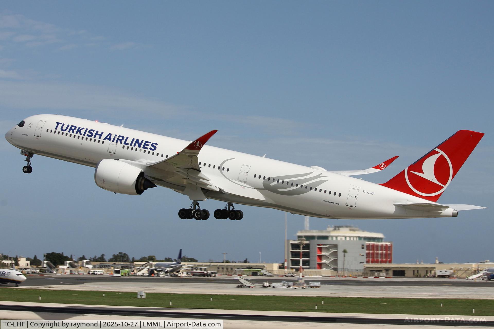 TC-LHF, 2025 Airbus A350-941 C/N 734, Turkish Airlines Airbus A350-941 reg TC-LHF getting airborne from MLA enroute to IST on a scheduled flight.