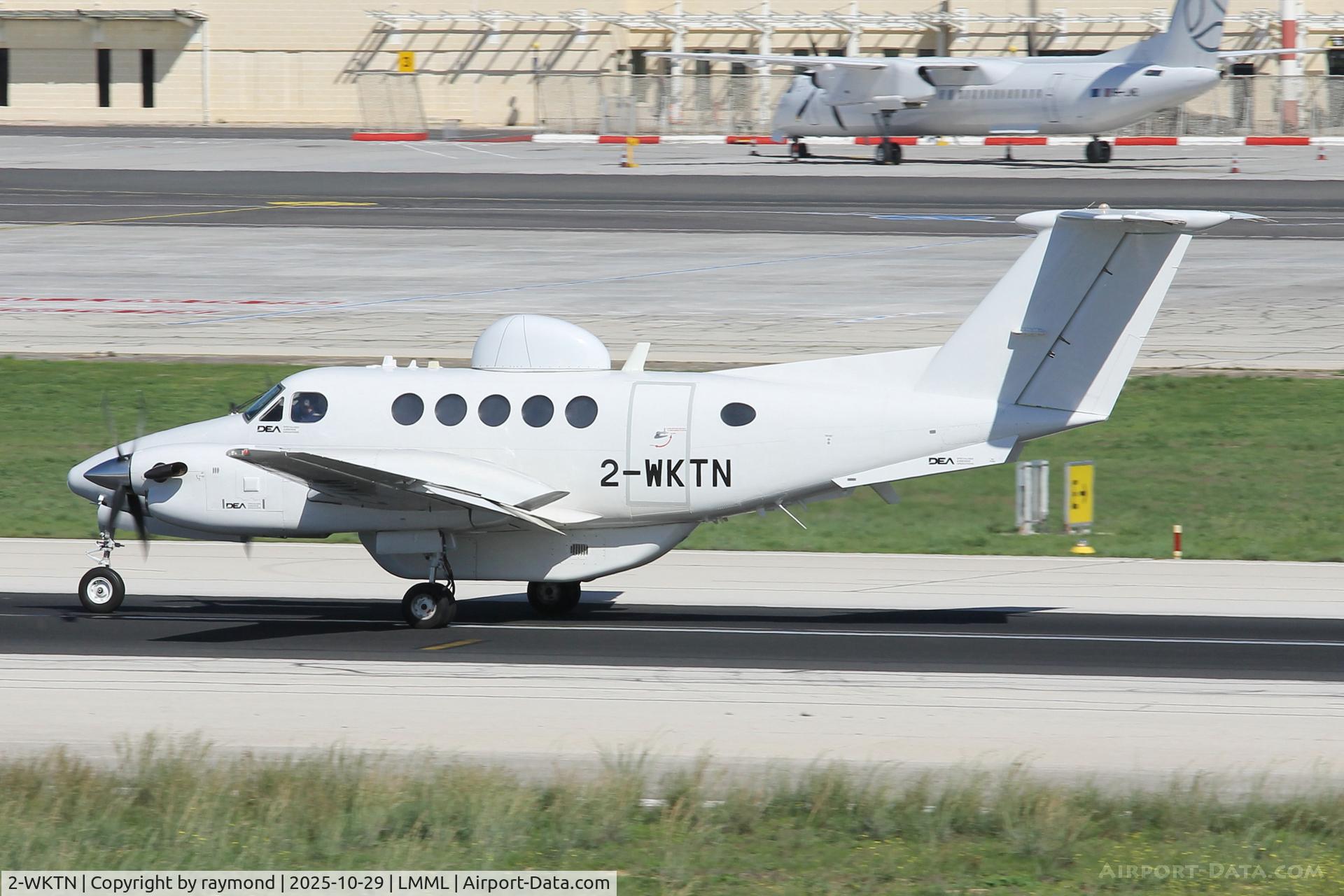 2-WKTN, 1996 Beech B200 King Air C/N BB-1528, Beech B200 reg 2-WKTN of Dea Aviation on the main runway after returning from a mission around Malta.
