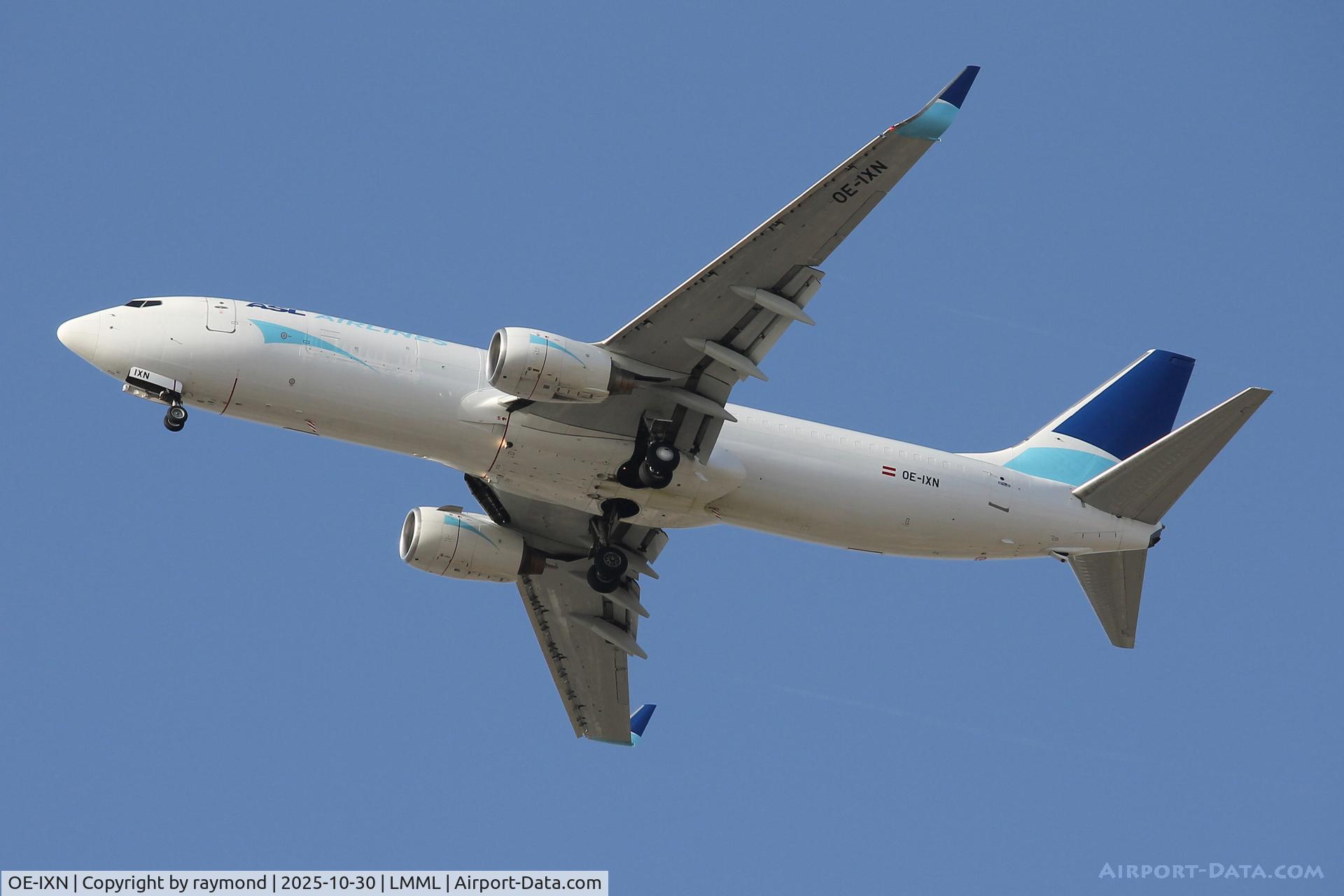 OE-IXN, Boeing 737-8EH(BCF) C/N 34475, Boeing 737-8EH(BCF) reg OE-IXN of ASL Cargo Airlines on long finals for RW13 landing on it's daily schedule flight in Malta.