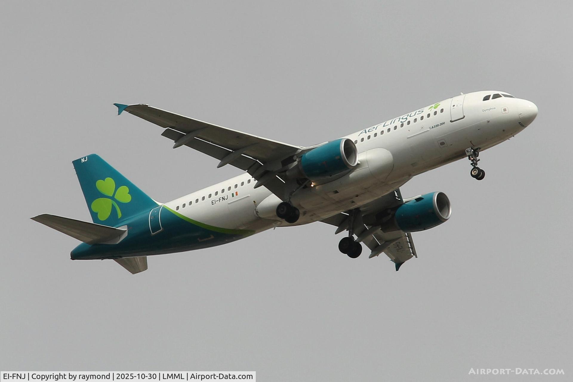 EI-FNJ, 2007 Airbus A320-216 C/N 3174, Airbus A320-216 reg EI-FNJ of Aer Lingus landing in Malta RW13 from Dublin on a scheduled flight.