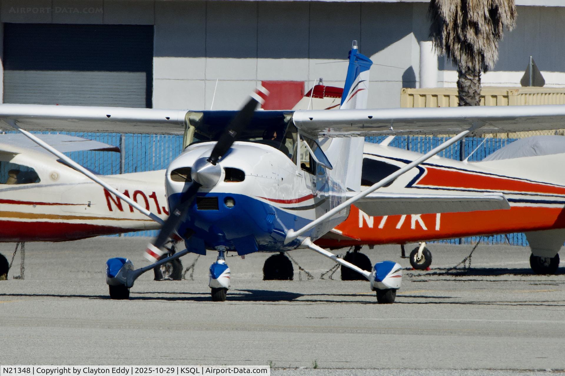 N21348, 1972 Cessna 182P Skylane C/N 18261578, San Carlos airport in California 2025