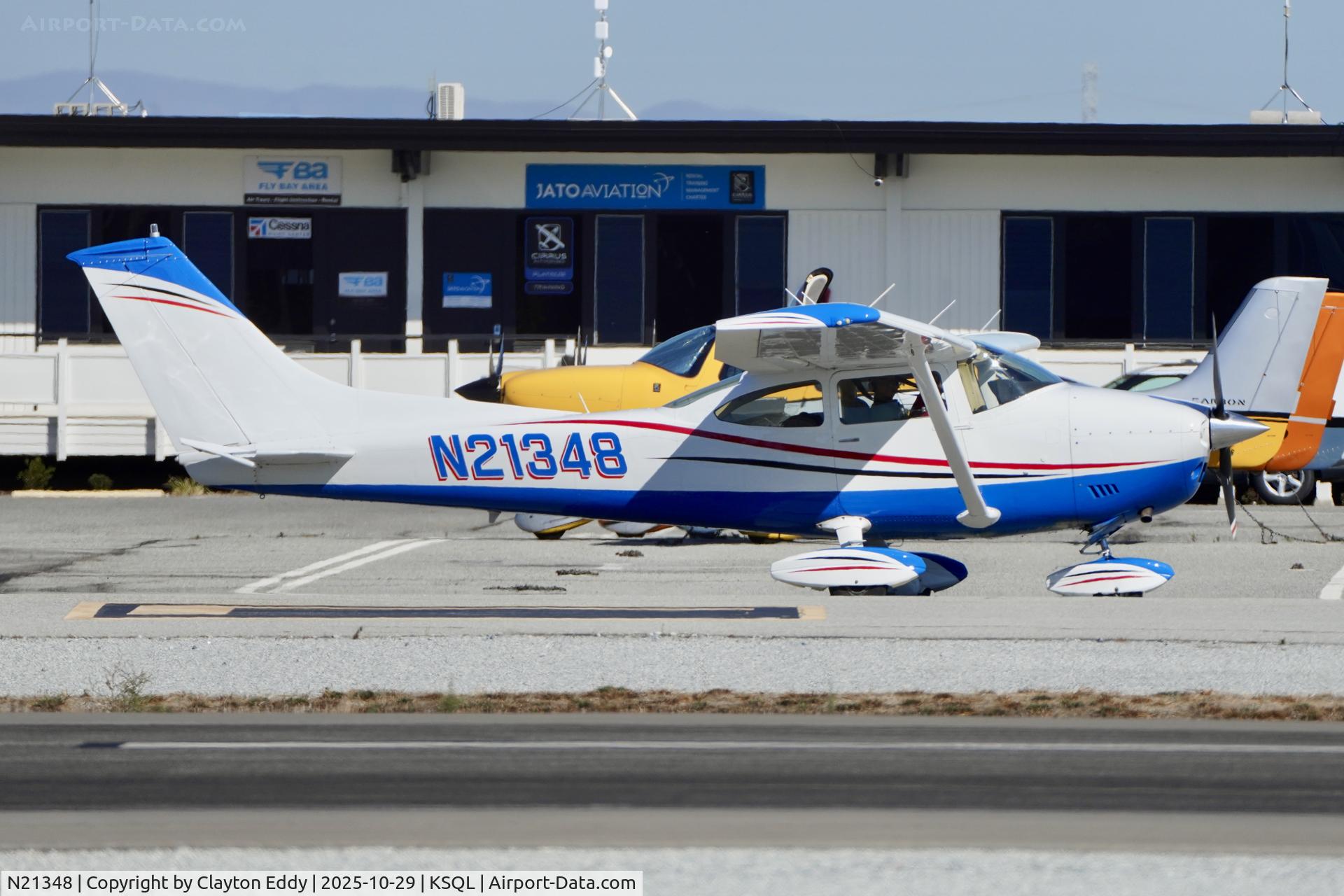 N21348, 1972 Cessna 182P Skylane C/N 18261578, San Carlos airport in California 2025