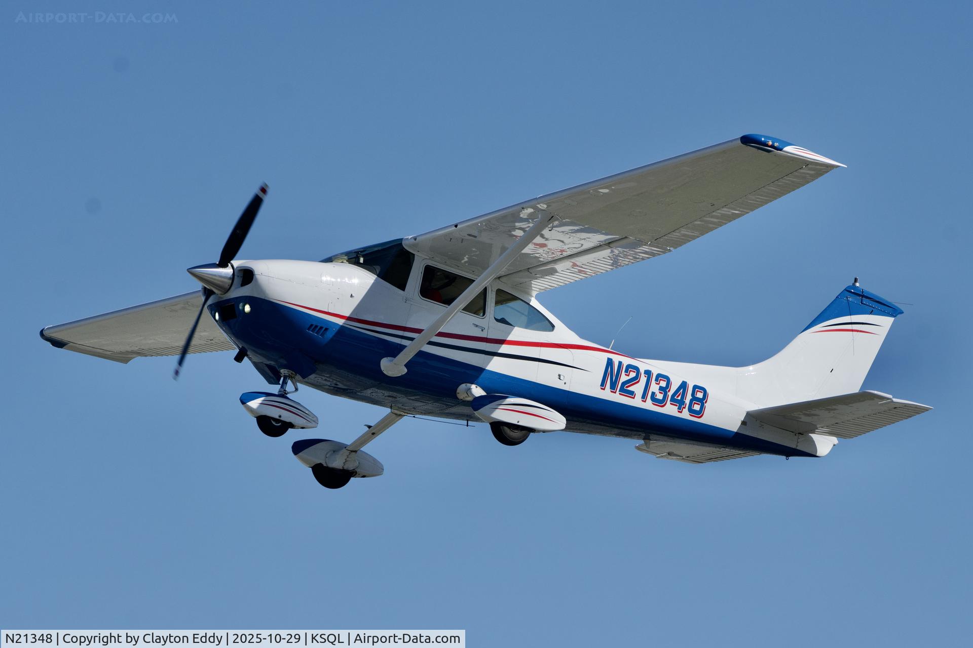 N21348, 1972 Cessna 182P Skylane C/N 18261578, San Carlos airport in California 2025