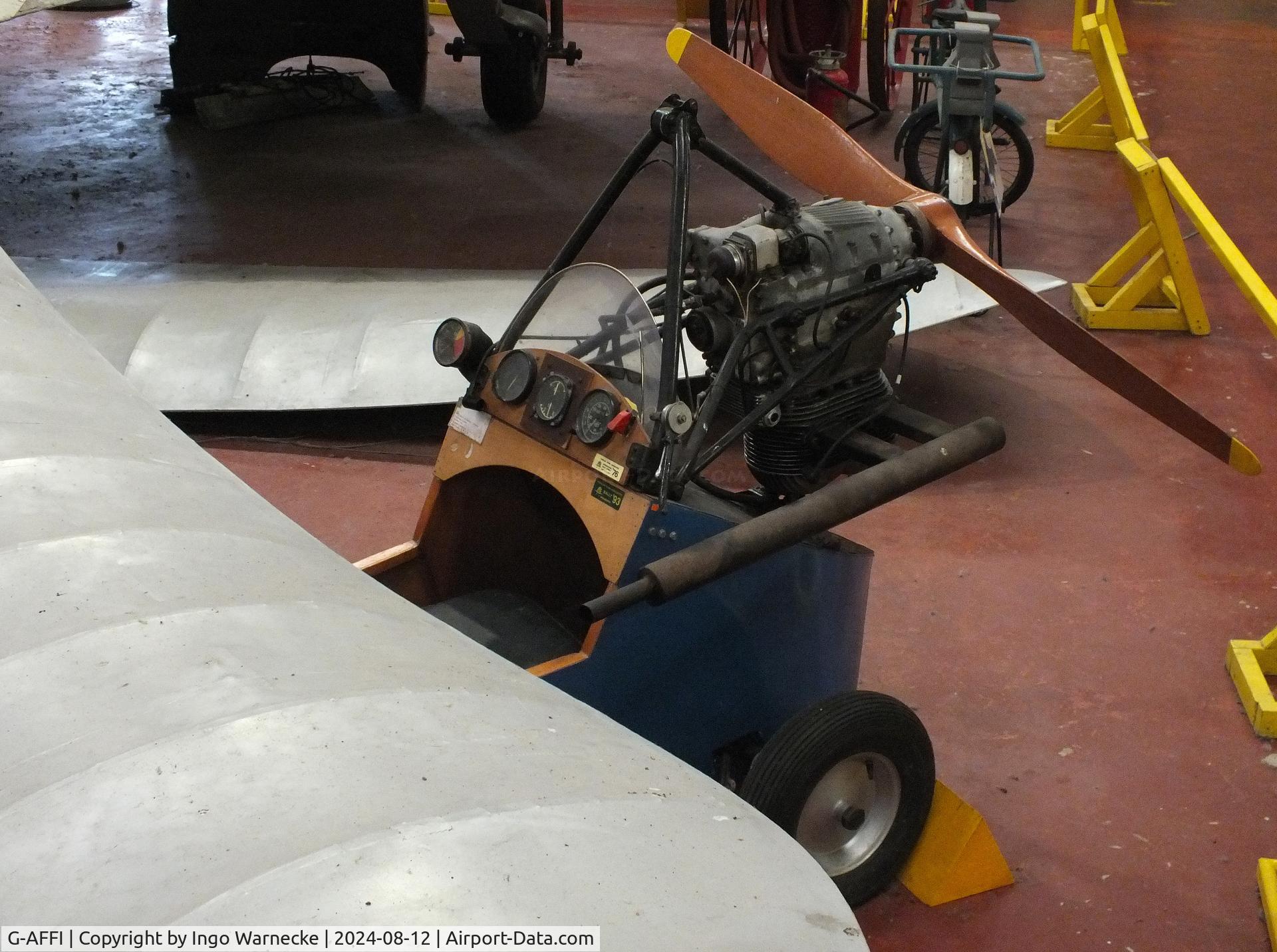 G-AFFI, Mignet HM.14 Pou-du-Ciel C/N BAPC74, Mignet HM.14 Pou-du-Ciel (front wing dismounted) at the Yorkshire Air Museum, Elvington