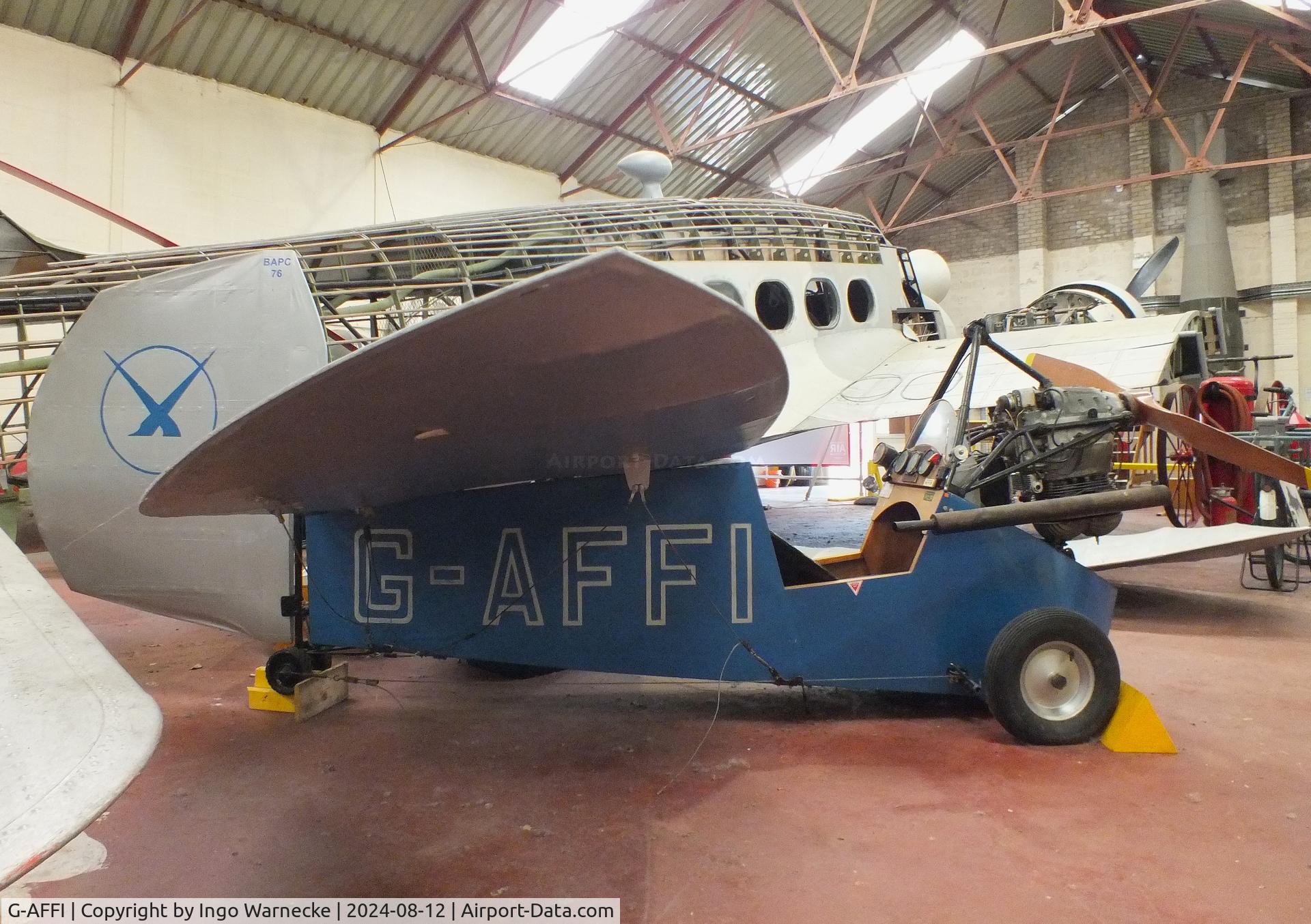 G-AFFI, Mignet HM.14 Pou-du-Ciel C/N BAPC74, Mignet HM.14 Pou-du-Ciel (front wing dismounted) at the Yorkshire Air Museum, Elvington