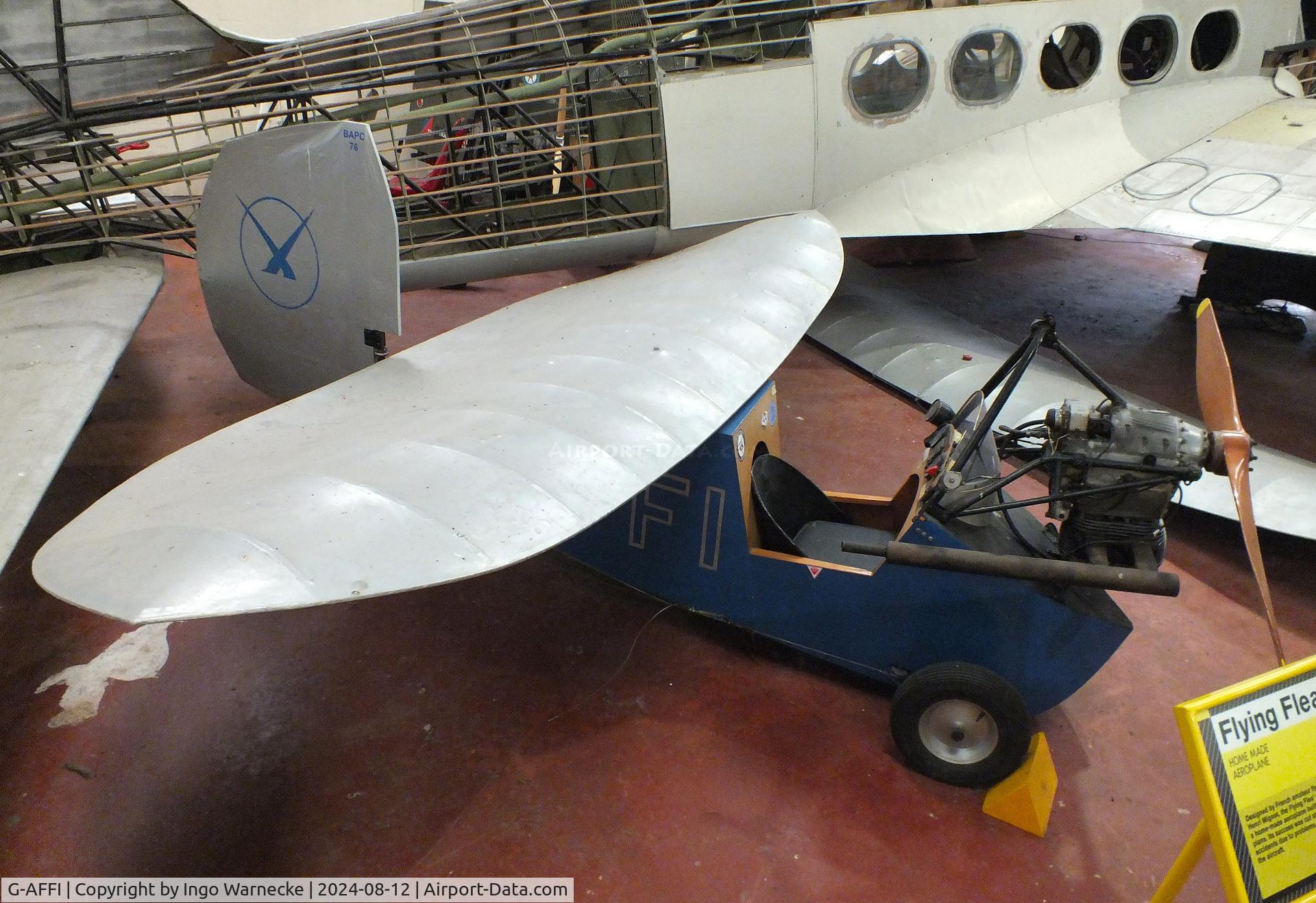 G-AFFI, Mignet HM.14 Pou-du-Ciel C/N BAPC74, Mignet HM.14 Pou-du-Ciel (front wing dismounted) at the Yorkshire Air Museum, Elvington