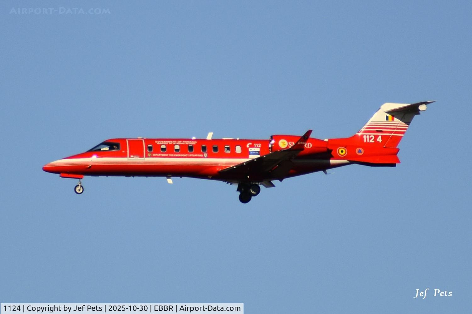 1124, 2021 Bombardier Learjet 75 C/N 45-602, Air Ambulance 1124 landing at Brussels Airport. Ex N602FJ.