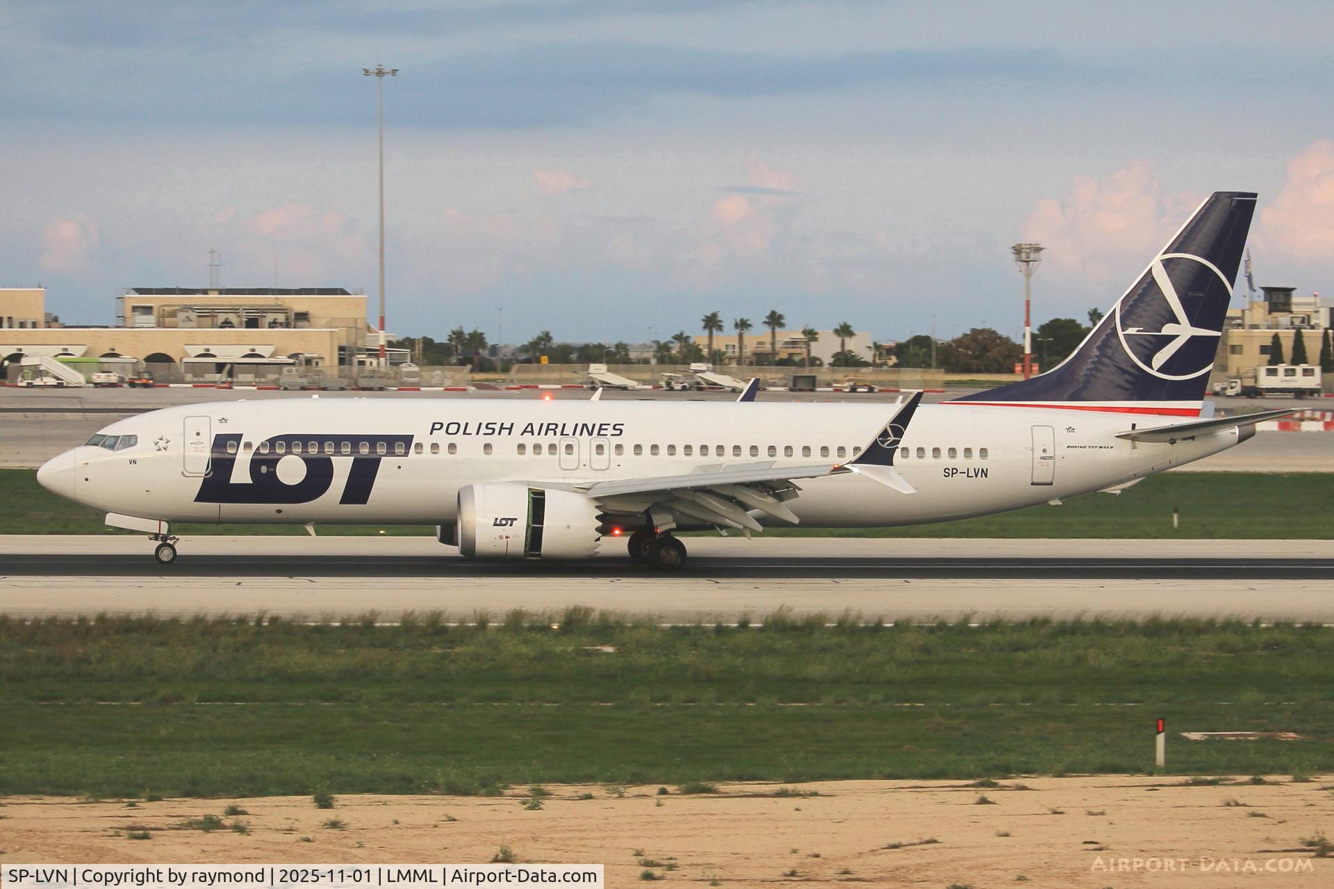 SP-LVN, 2024 Boeing 737-8 MAX C/N 66355, Boeing 737-8 MAX reg SP-LVN of LOT Polish Airlines just after landing on RW31 from Warsaw.