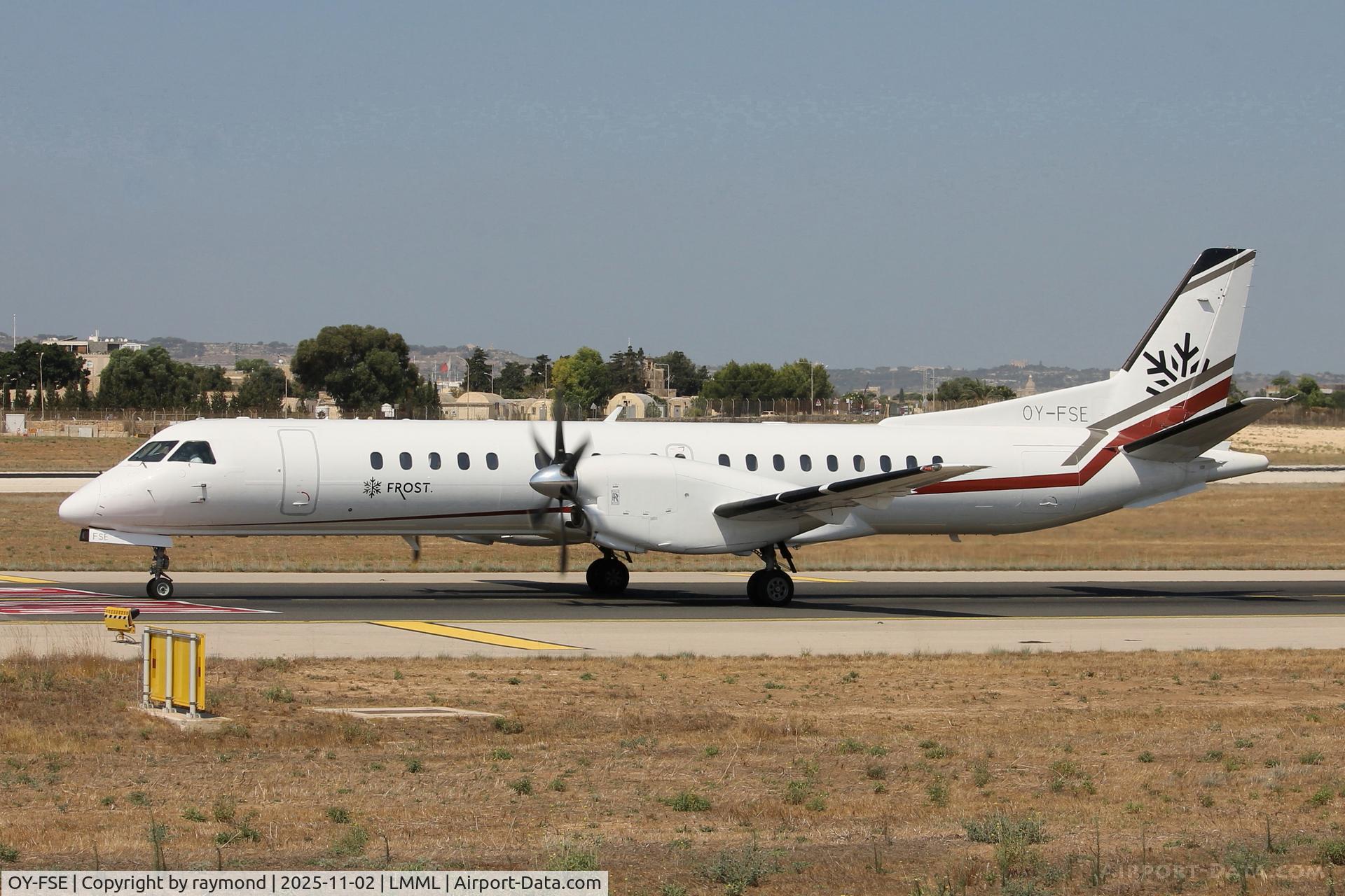 OY-FSE, 1997 Saab 2000 C/N 2000-043, Saab 2000 reg OY-FSE of Frost taxiing out for departure from Malta.