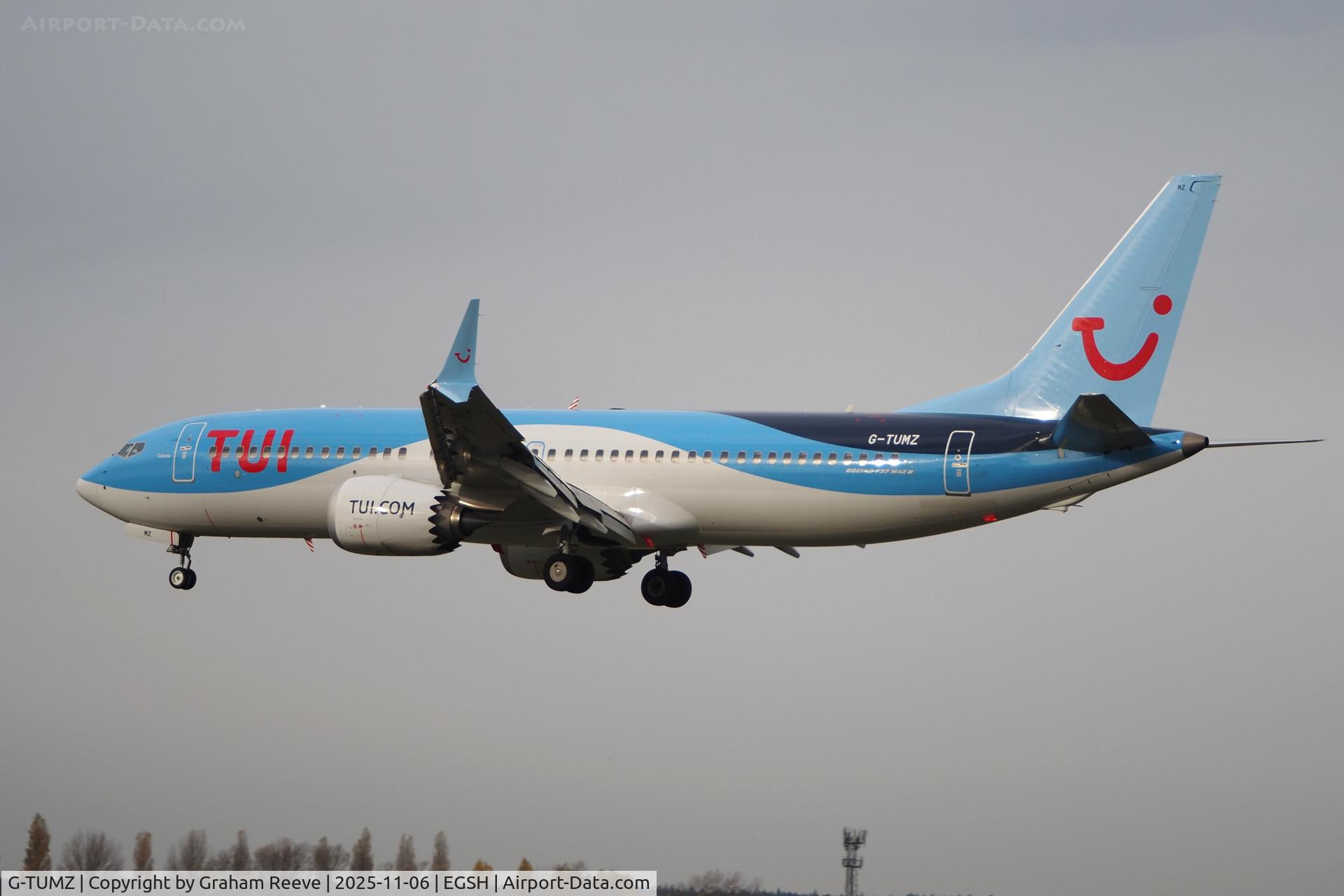 G-TUMZ, 2024 Boeing 737-8MAX C/N 44663, Landing at Norwich.