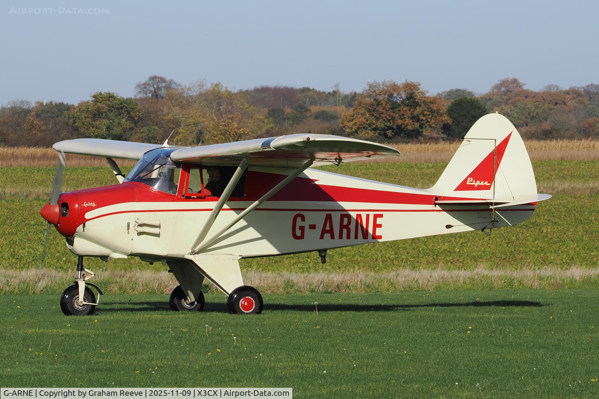 G-ARNE, 1961 Piper PA-22-108 Colt Colt C/N 22-8502, Just landed at Northrepps.