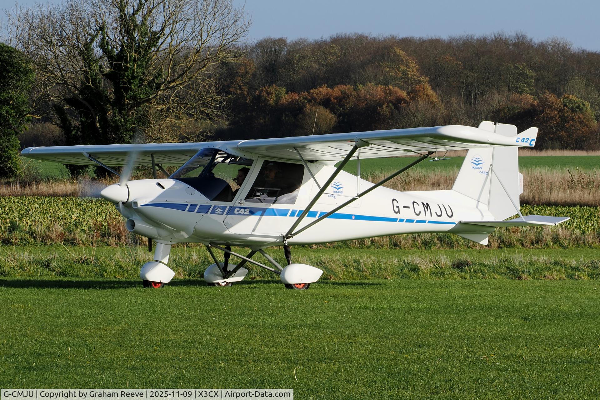 G-CMJU, 2022 Comco Ikarus C42 FB100 Charlie C/N 2203-7680, Just landed at Northrepps.