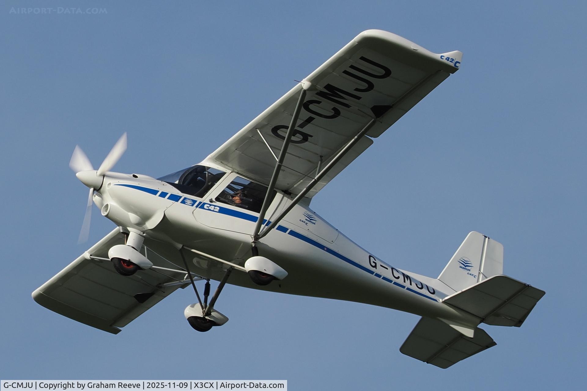 G-CMJU, 2022 Comco Ikarus C42 FB100 Charlie C/N 2203-7680, Departing from Northrepps.