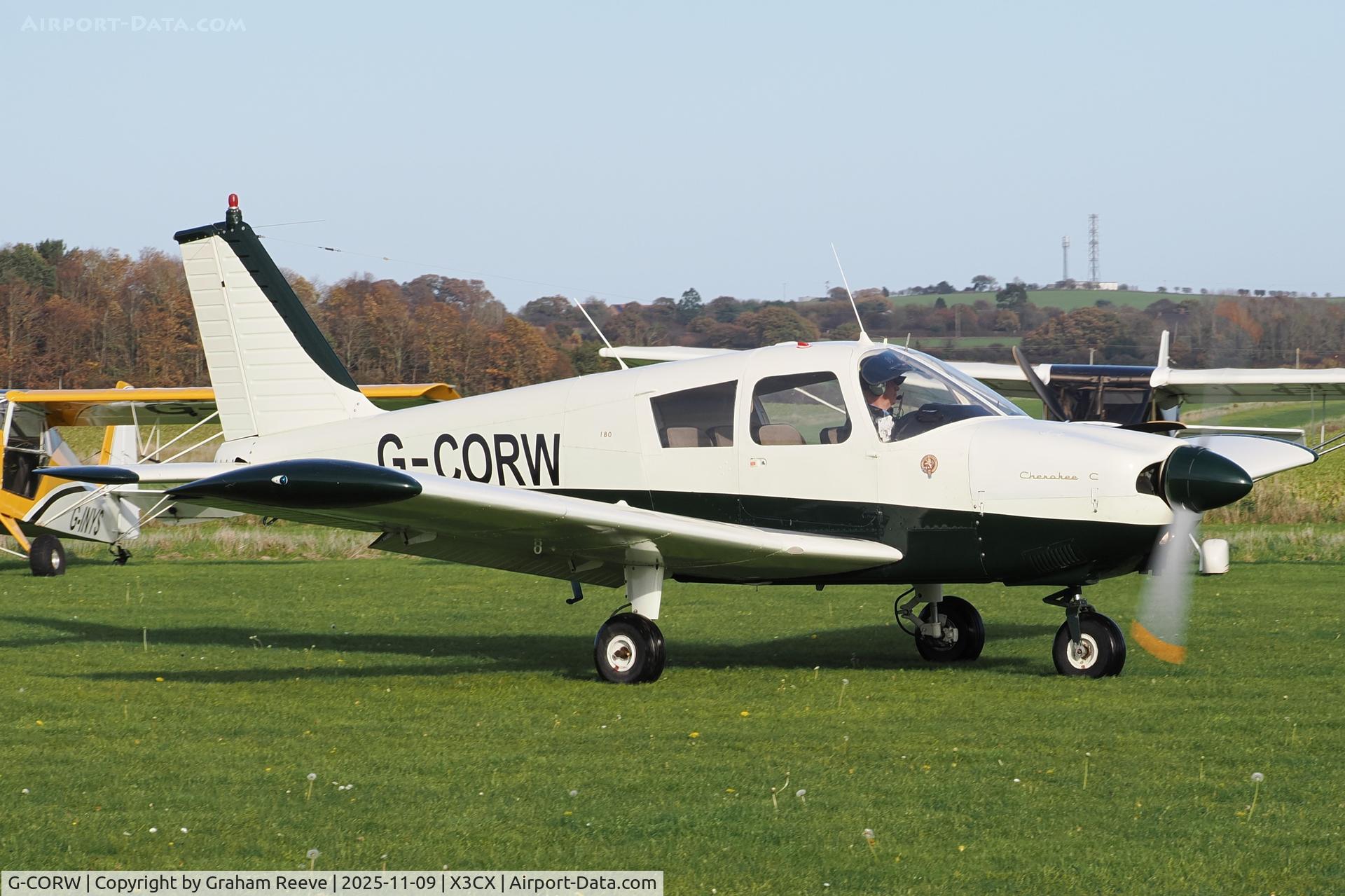 G-CORW, 1967 Piper PA-28-180 Cherokee C/N 28-4089, Just landed at Northrepps.