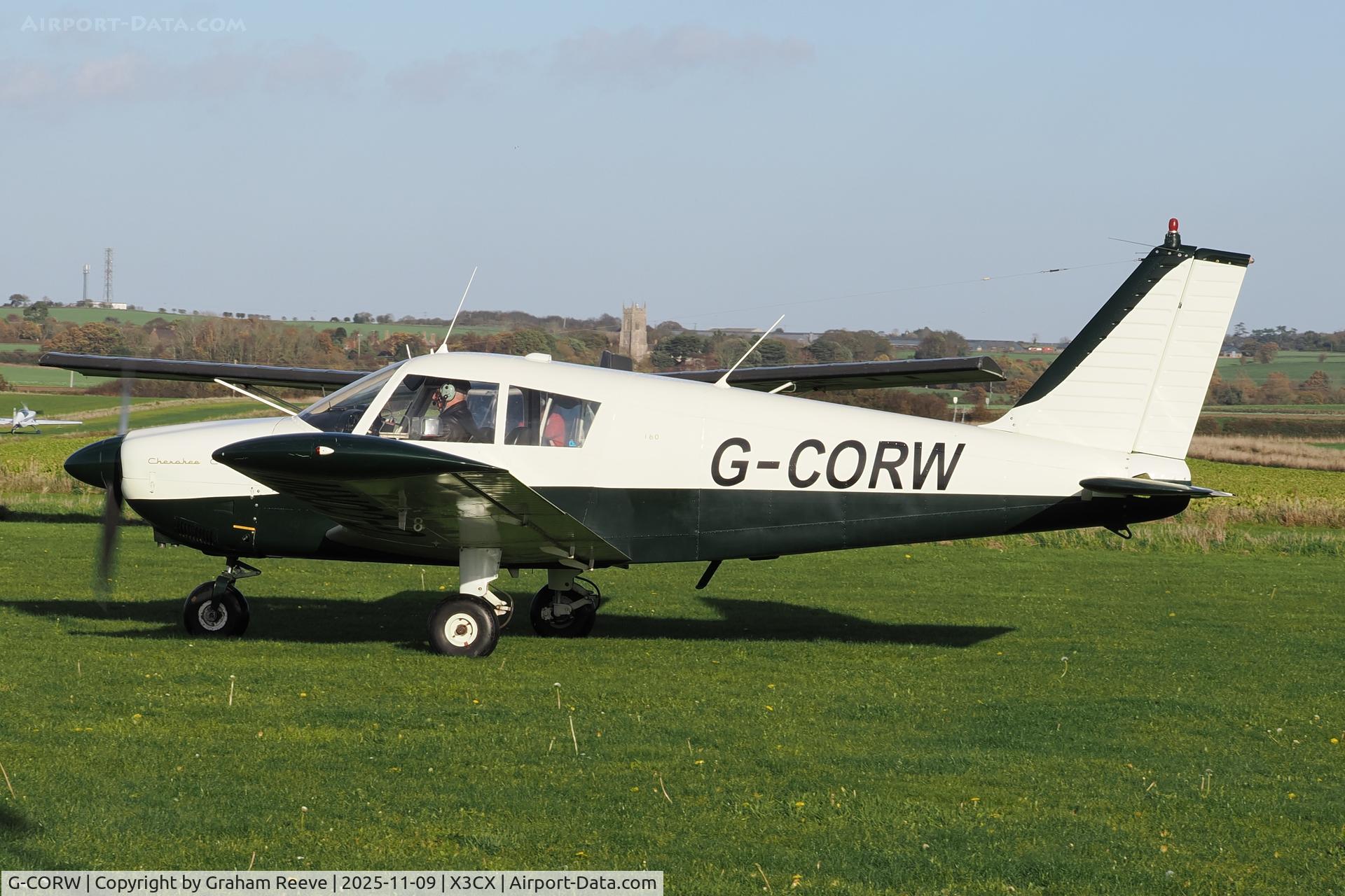 G-CORW, 1967 Piper PA-28-180 Cherokee C/N 28-4089, Departing from Northrepps.