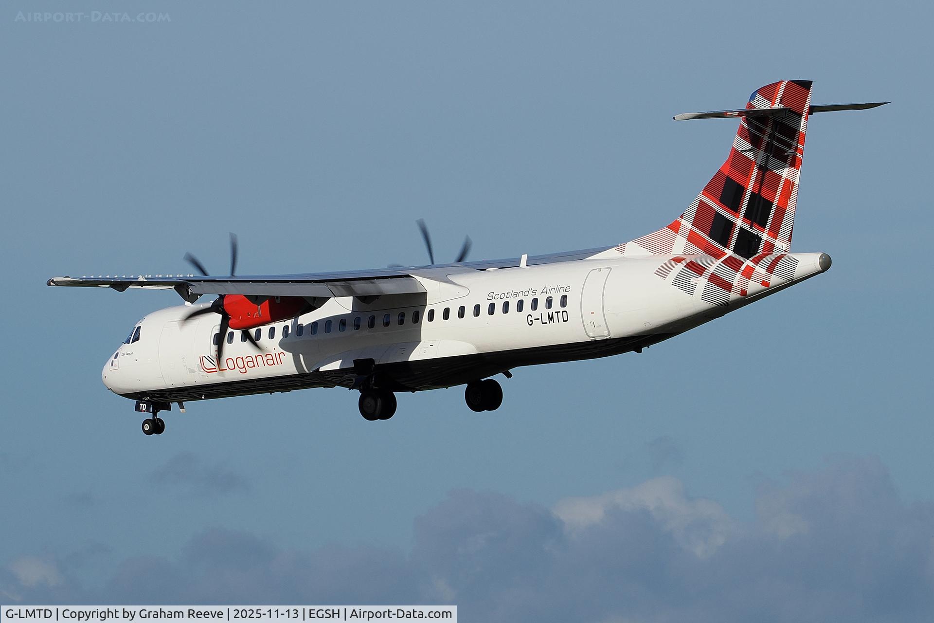 G-LMTD, 2015 ATR 72-600 (72-212A) C/N 1237, Landing at Norwich.