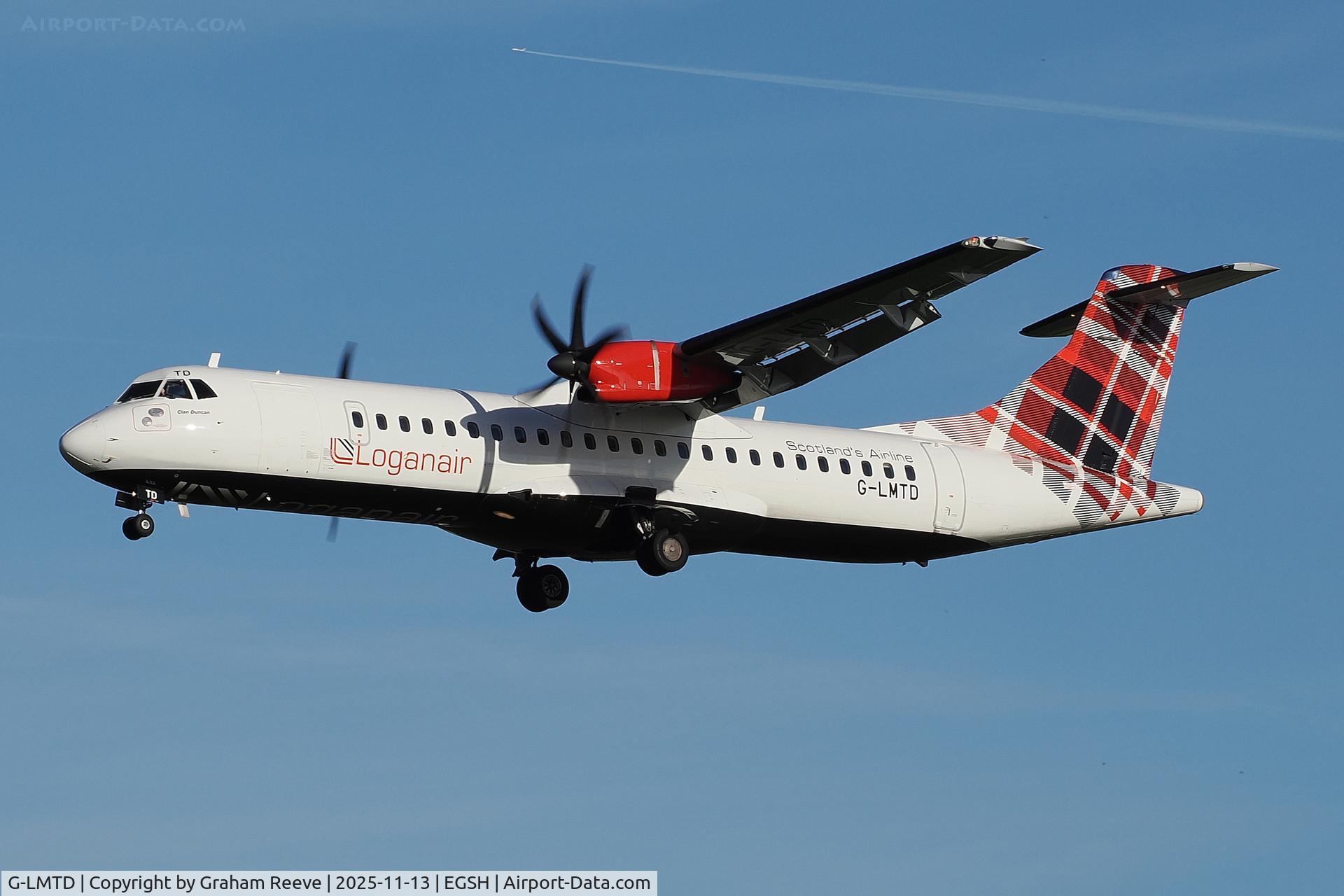 G-LMTD, 2015 ATR 72-600 (72-212A) C/N 1237, Landing at Norwich.