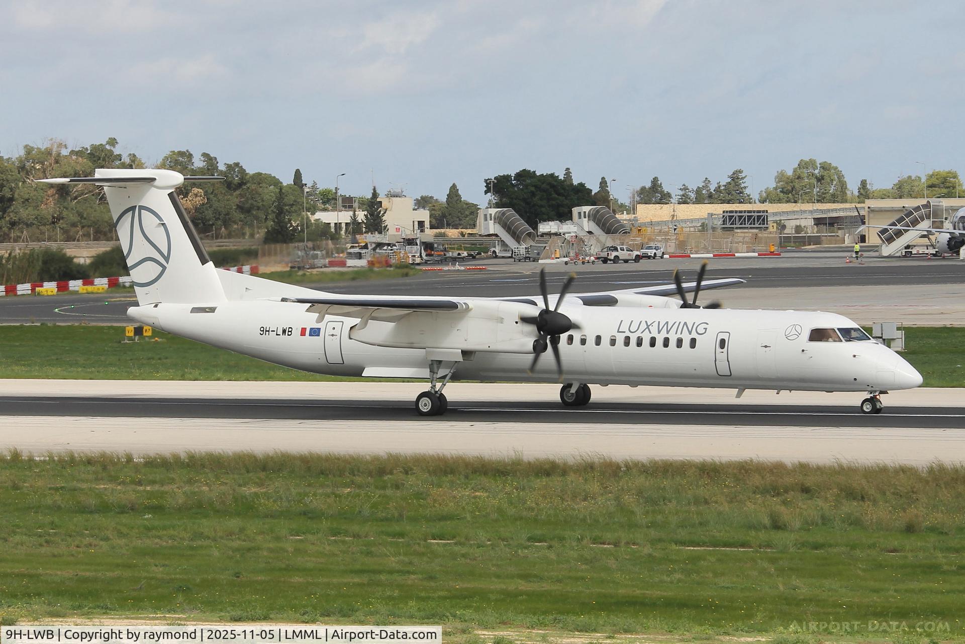 9H-LWB, 2010 Bombardier DHC-8-402 Dash 8 C/N 4332, Bombardier DHC-8 -402 reg 9H-LWB of Luxwings on the main runway in Malta after arriving from Tunis.