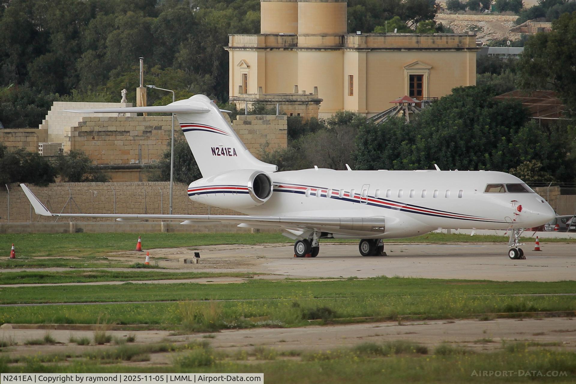 N241EA, 2011 Bombardier BD-700-1A11 Global 5000 C/N 9465, Bombardier Challenger BD-700-1A11 Global 5000 reg N241EA of Bozemann Direct parked on Prk No4 at Malta International Airport.