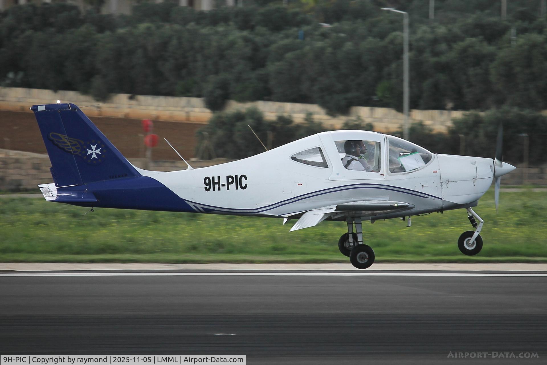 9H-PIC, Tecnam P-2002JF Sierra C/N 095, Tecnam P-2002JF Sierra reg 9H-PIC of European Pilot Academy touching down on RW05 in Malta after a pilot training session.