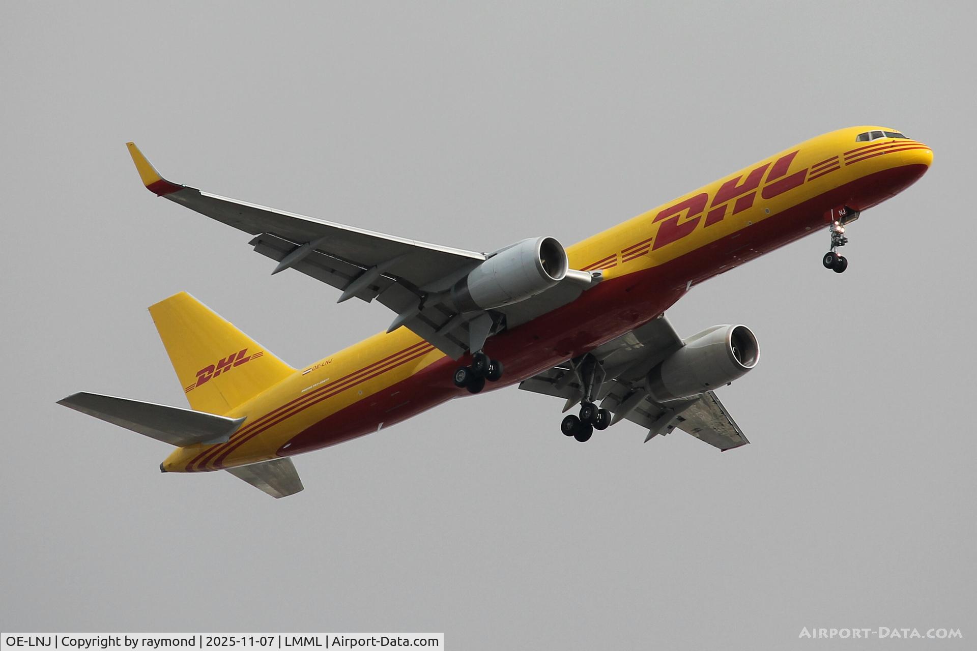 OE-LNJ, 2000 Boeing 757-256 C/N 29312, Boeing 757-256 reg OE-LNJ of DHL Austria on final approach for RW13 Malta.