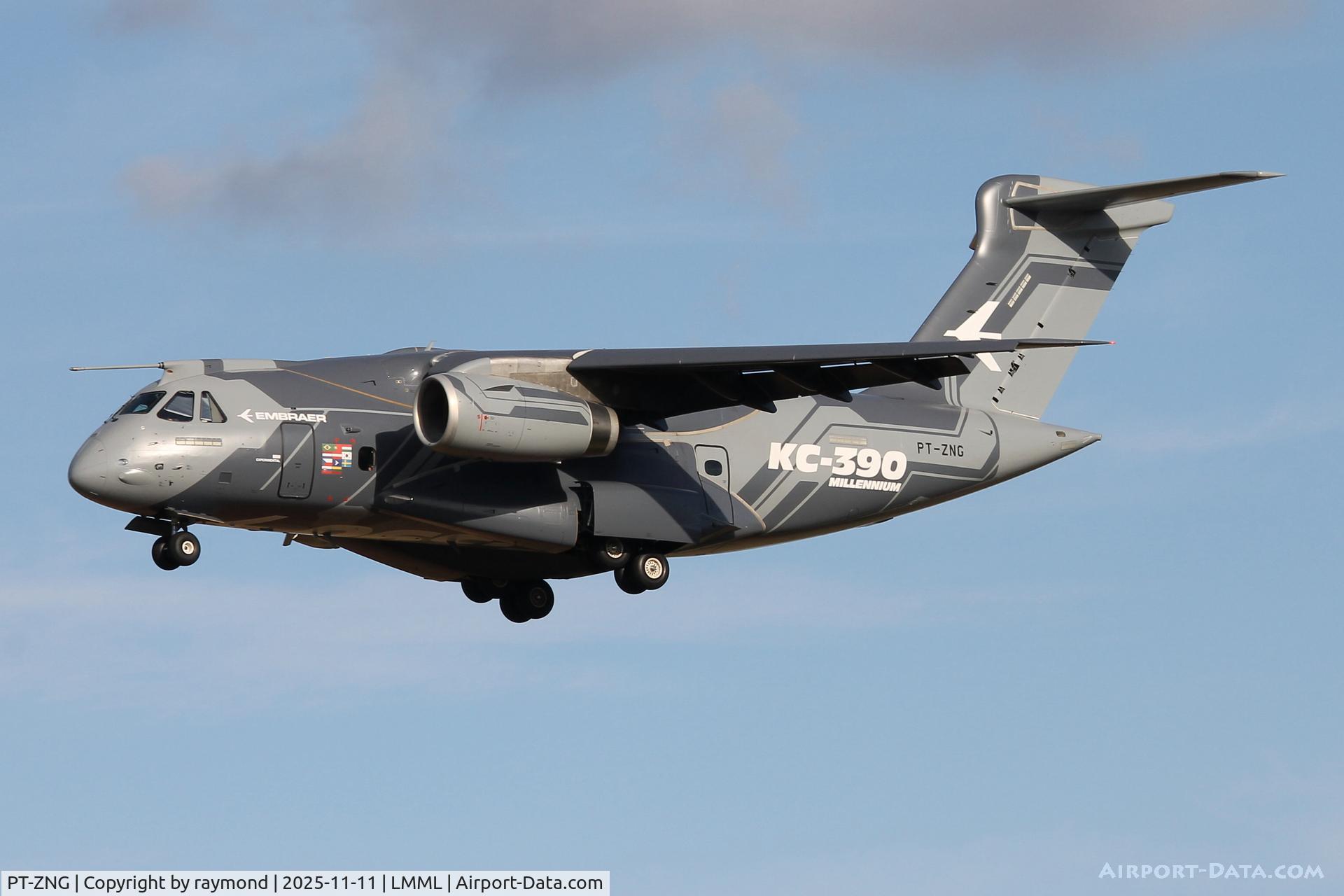 PT-ZNG, 2018 Embraer EMB 390 KC C/N 39000003, Embraer EMB390 reg PT-ZNG of Embraer seen here landing in Malta while on it's way for the Dubai Air Show.