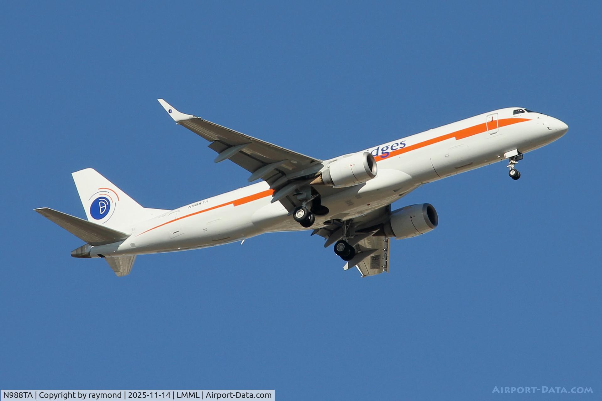 N988TA, 2010 Embraer ERJ-190-100 IGW 190AR C/N 19000399, Embraer ERJ-190-100 reg N988TA of Air Bridges on long approach for RW13 landing in Malta.