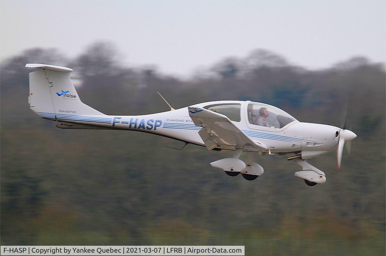 F-HASP, 2007 Diamond DA-40 Diamond Star C/N 40.281, Landing rwy 07R, Brest-Bretagne airport (LFRB-BES)