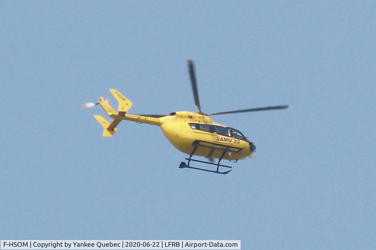 F-HSOM, 2008 Eurocopter EC-145 (BK-117C-2) C/N 9205, Flight over Brest-Bretagne airport (LFRB-BES)