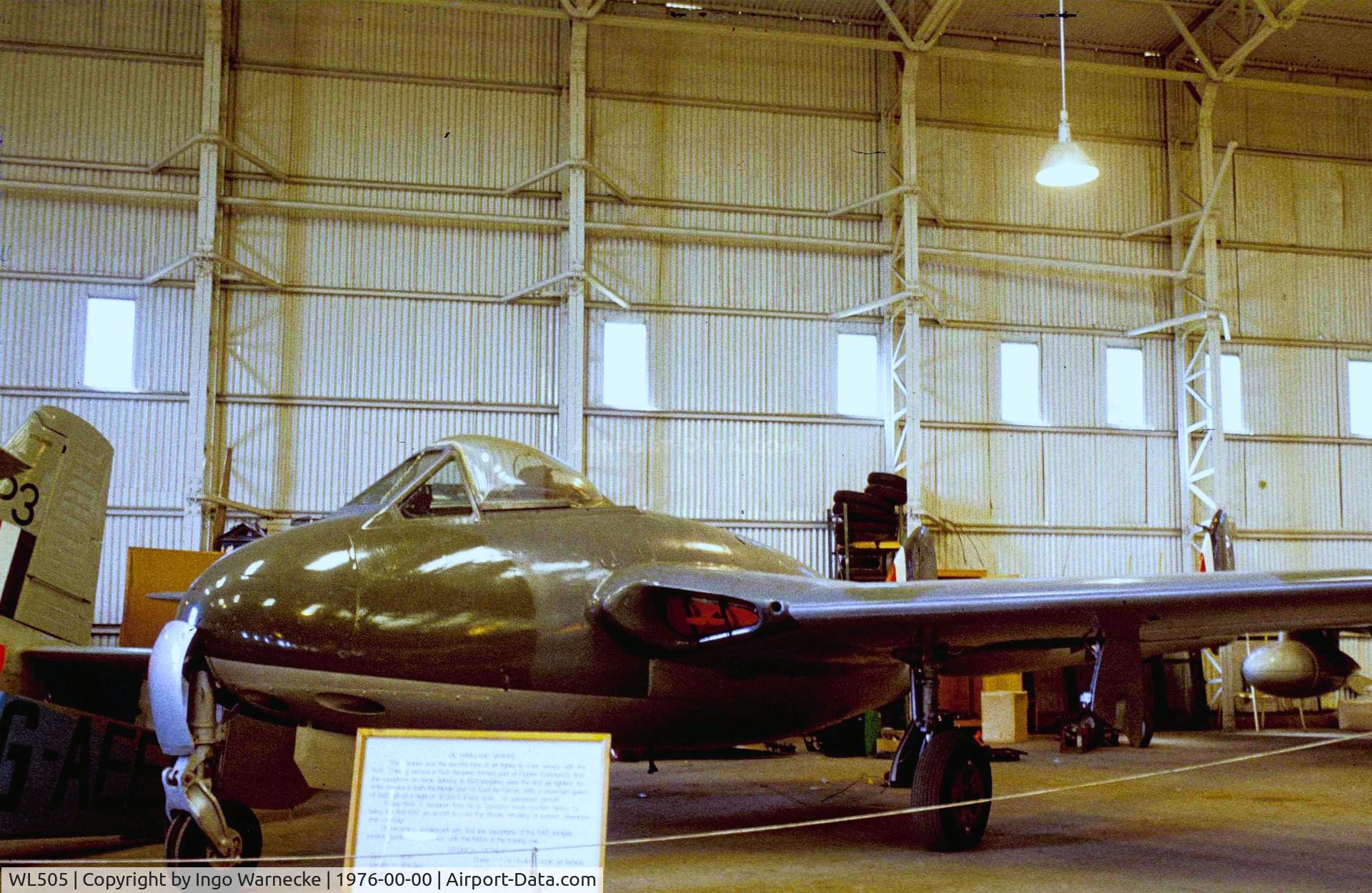 WL505, 1951 De Havilland DH-100 Vampire FB.9 C/N 22100, De Havilland D.H.100 Vampire FB9 at the RAF St. Athan Historic Aircraft Collection