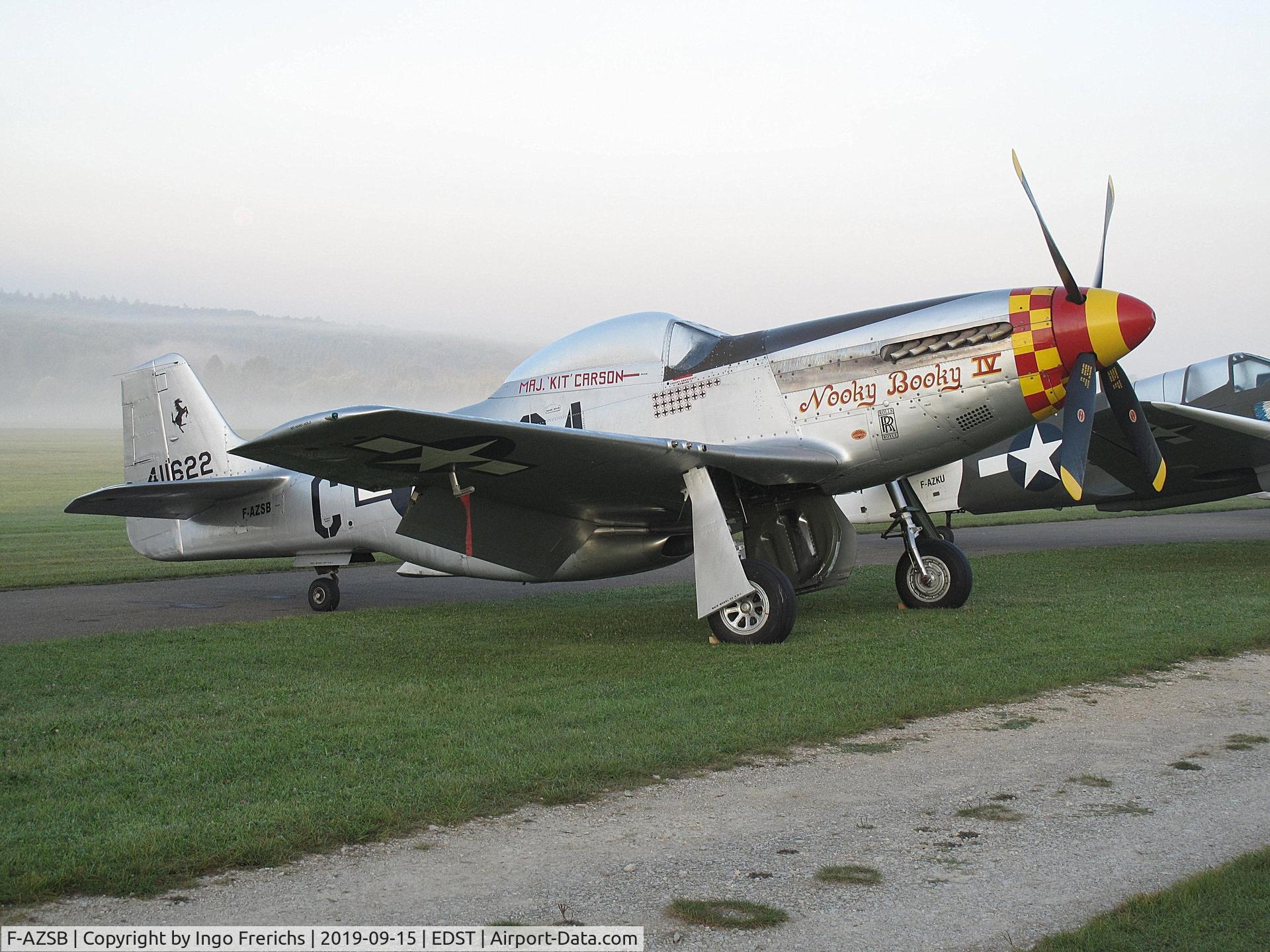 F-AZSB, 1944 North American P-51D Mustang C/N 122-40967, North American P-51D Mustang F-AZSB in the morning dew at Hahnweide Airfield during OTT 2019