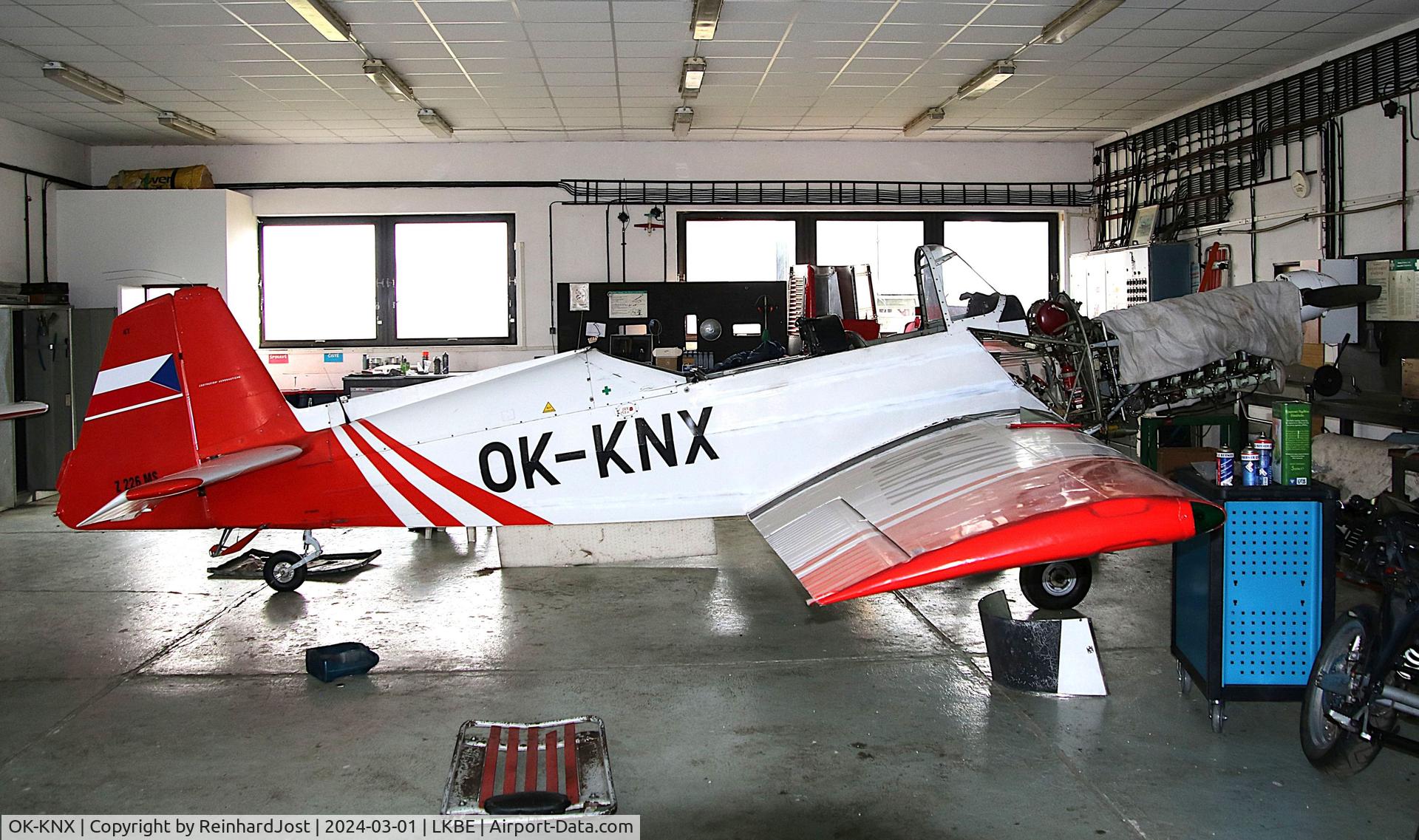 OK-KNX, Zlin Z-226MS Trener 6 C/N 0047, Zlin Trener under maintenance at Benesov, Czech Republic