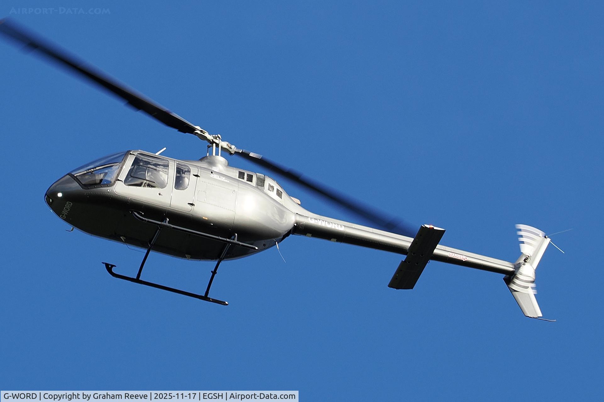 G-WORD, 2023 Bell 505 Jet Ranger X Jet Ranger X C/N 65473, On approach to Norwich.