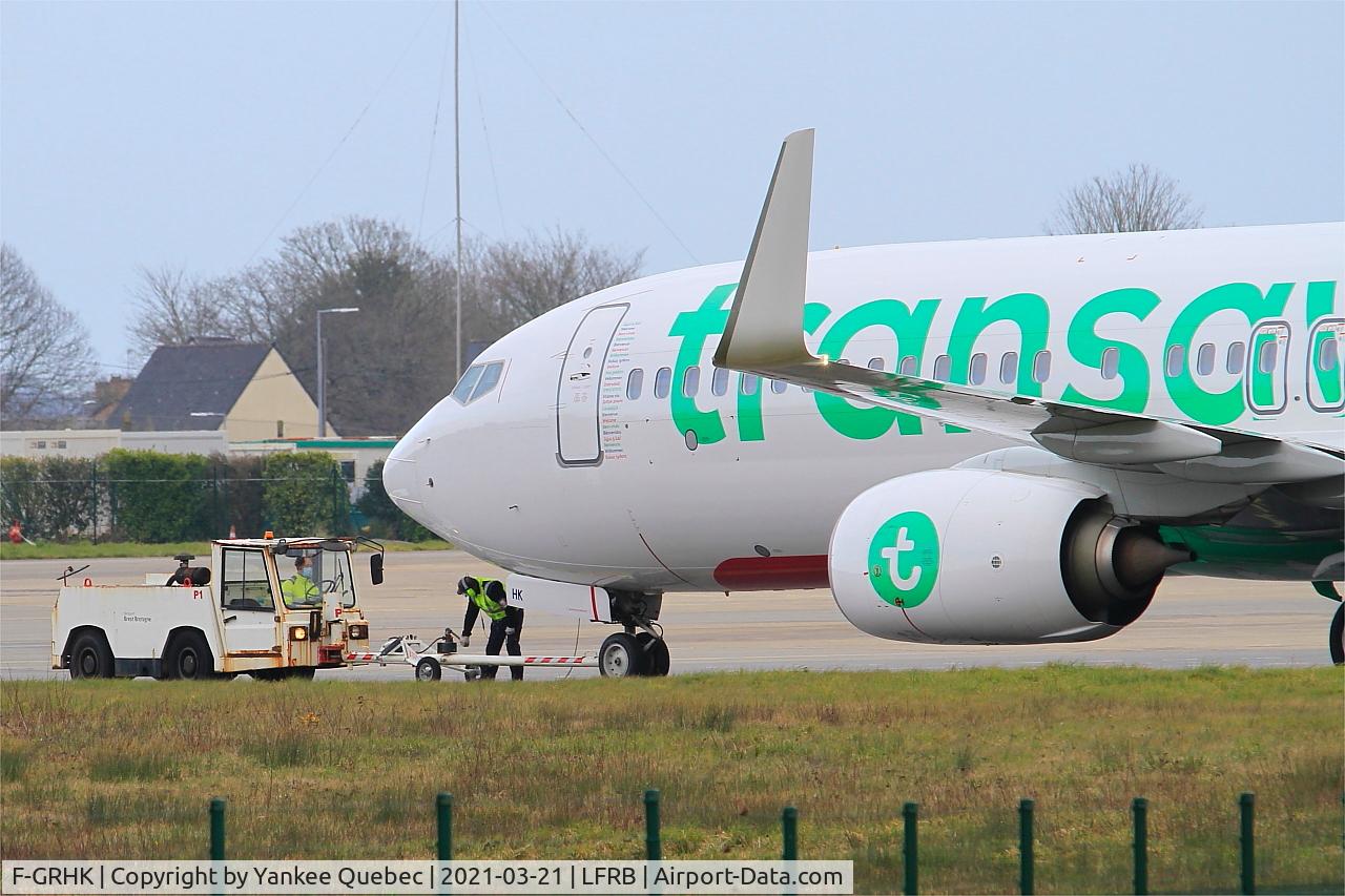 F-GRHK, 2000 Airbus A319-111 C/N 1190, Push back Brest-Bretagne airport (LFRB-BES)