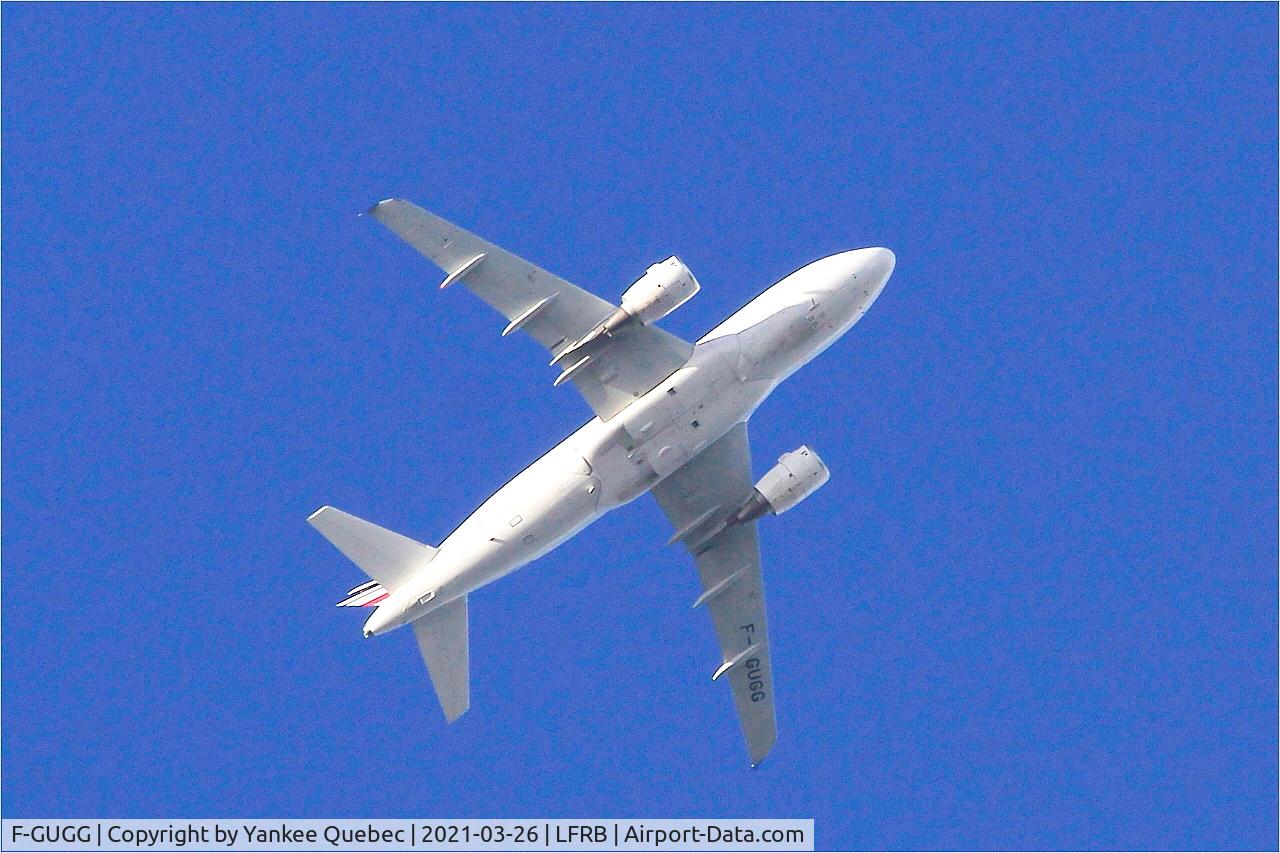 F-GUGG, 2004 Airbus A318-111 C/N 2317, Flight over Brest-Bretagne airport (LFRB-BES)