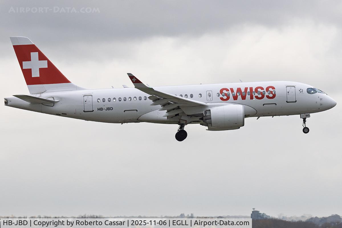 HB-JBD, 2016 Bombardier CSeries CS100 (BD-500-1A10) C/N 50013, London Heathrow Airport