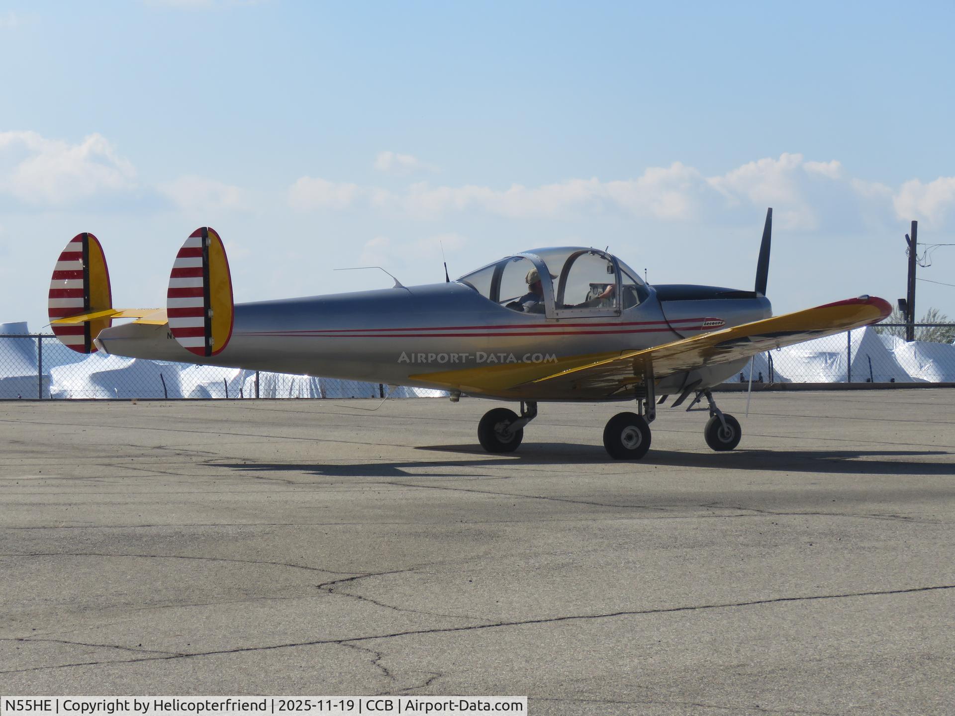 N55HE, 1965 Alon A2 Aircoupe C/N A-23, Parked and shutting down