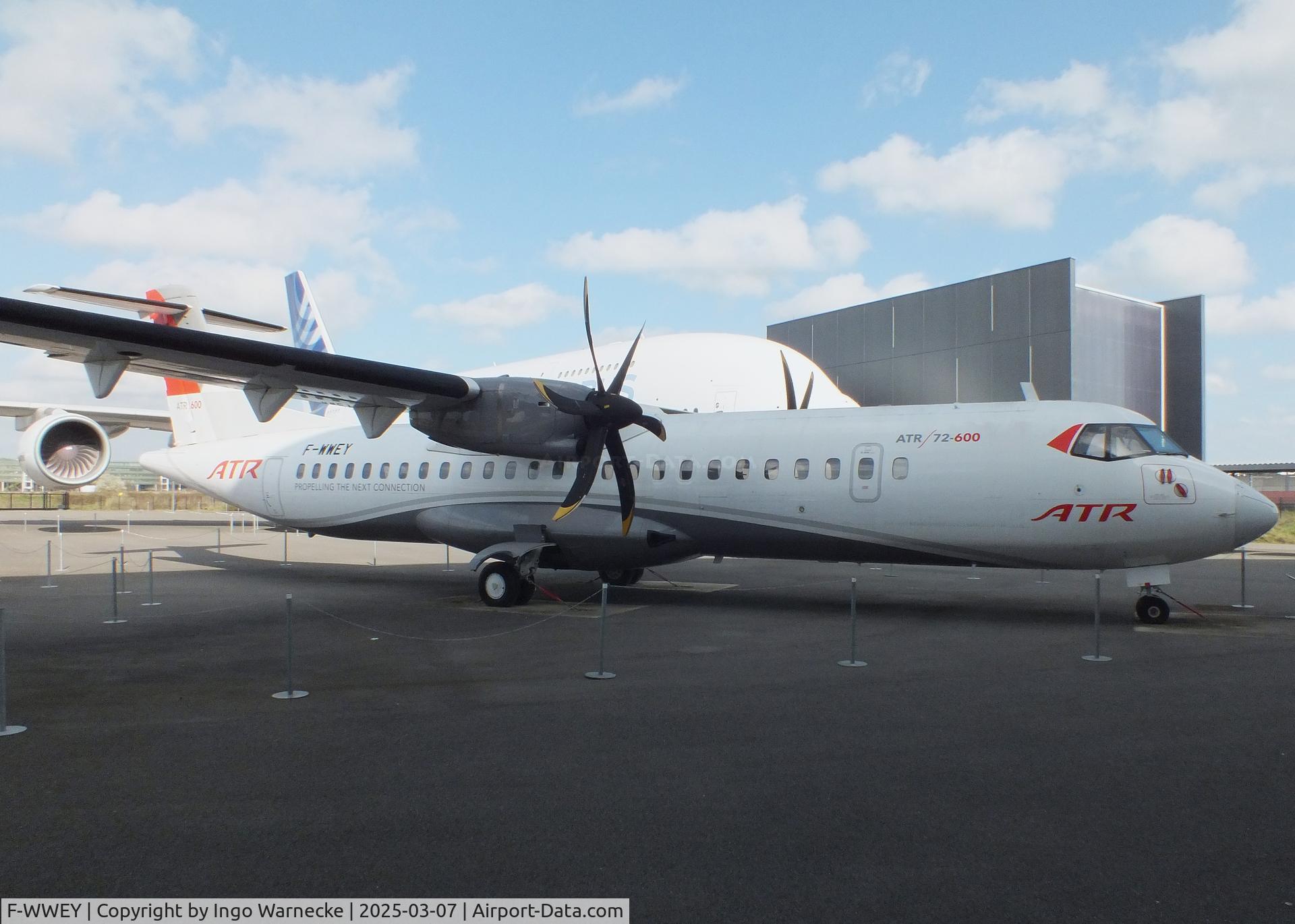 F-WWEY, 1988 ATR 72-201 C/N 098, ATR 72-600 (first built as ATR 72-201, then developed into -500, finally into first prototype ATR 72-600 in 2009) at the Aeroscopia, Blagnac (Toulouse)