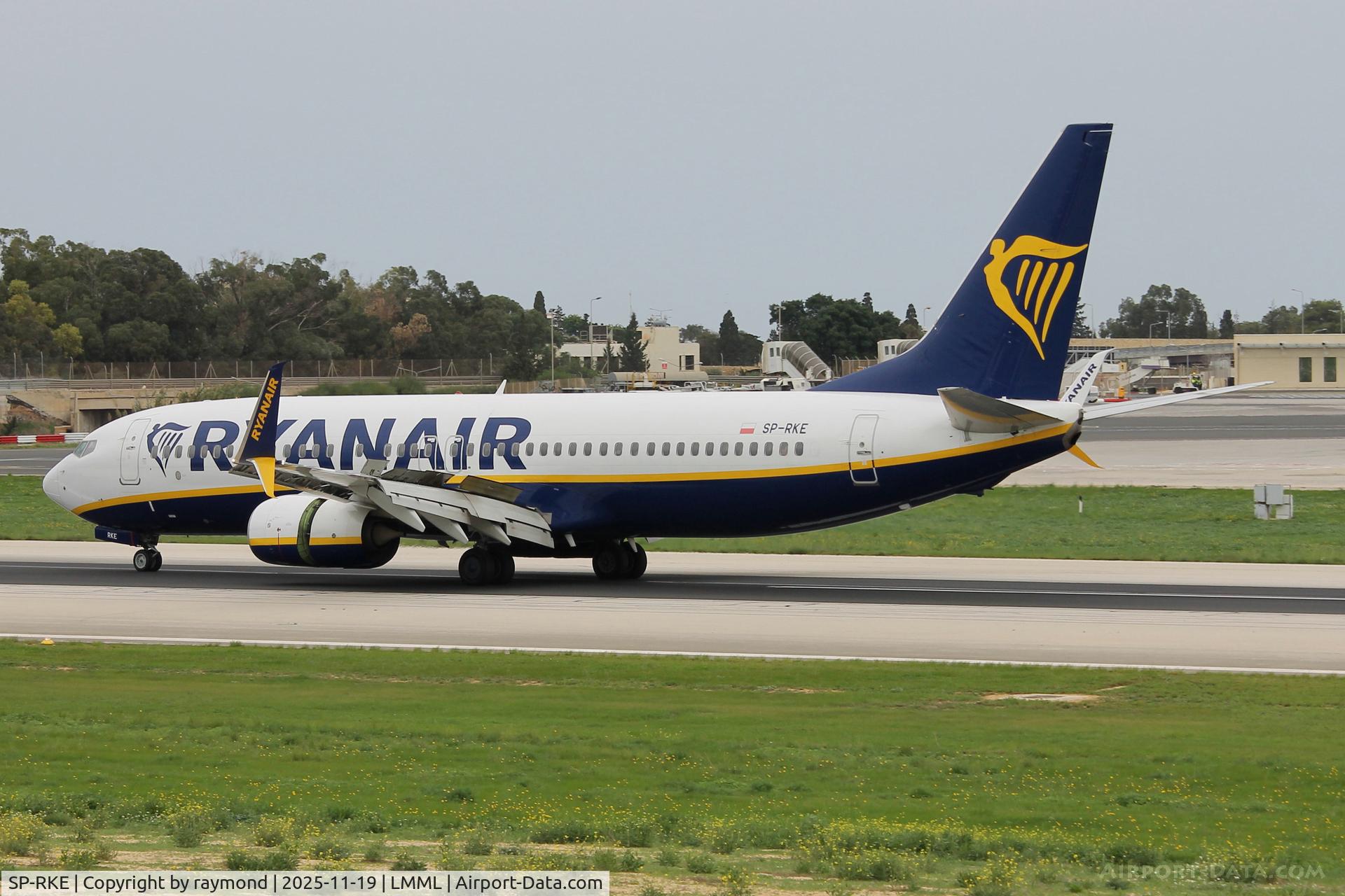 SP-RKE, 2016 Boeing 737-8AS C/N 44743, Boeing 737-8AS reg SP-RKE of Ryanair Sun just landed in Malta.