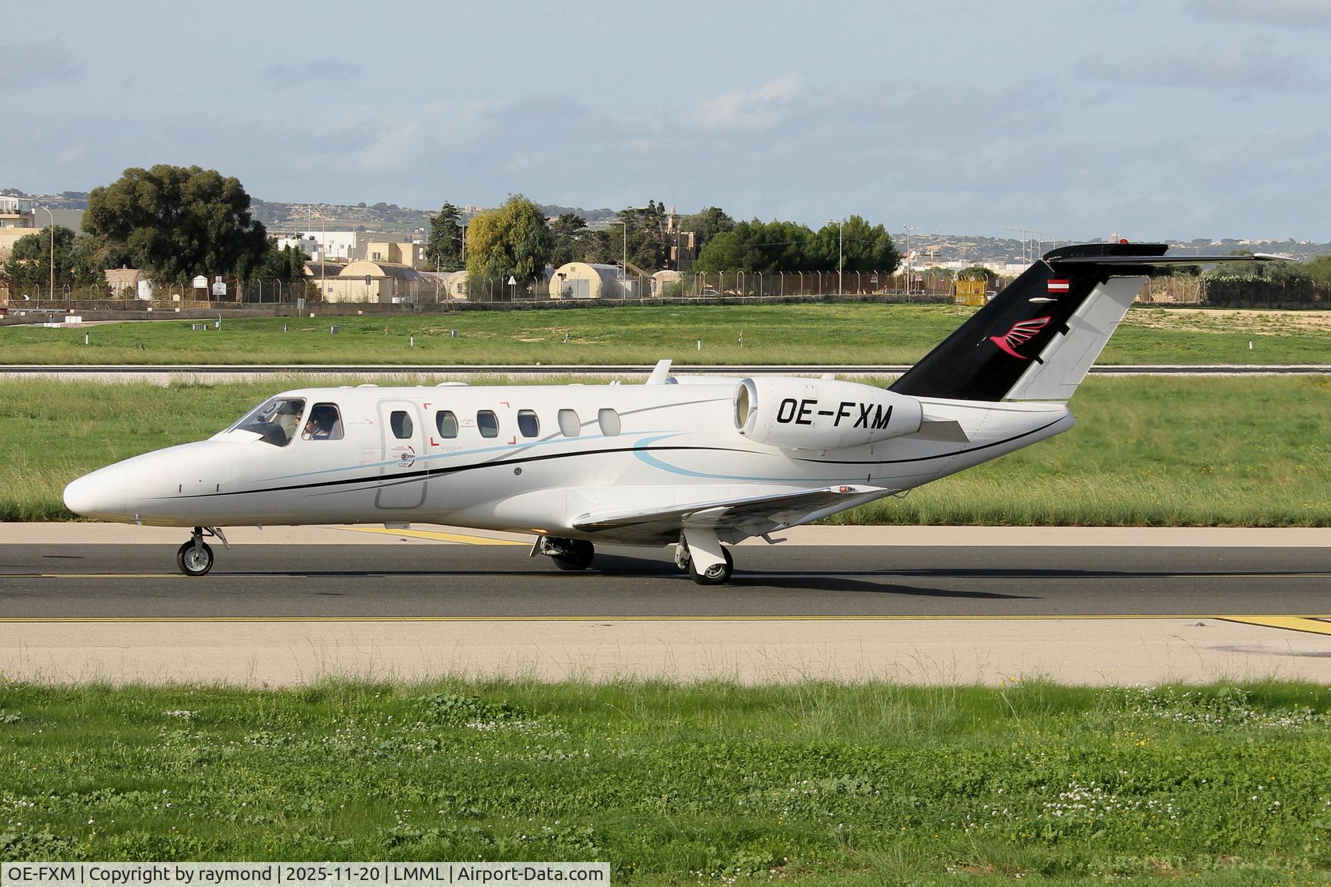 OE-FXM, 2007 Cessna 525A CitationJet CJ2+ C/N 525A-0341, Cessna 525A CitationJet CJ2 reg OE-FXM of Sparfell taxxiing out for departure from RW31, Malta.